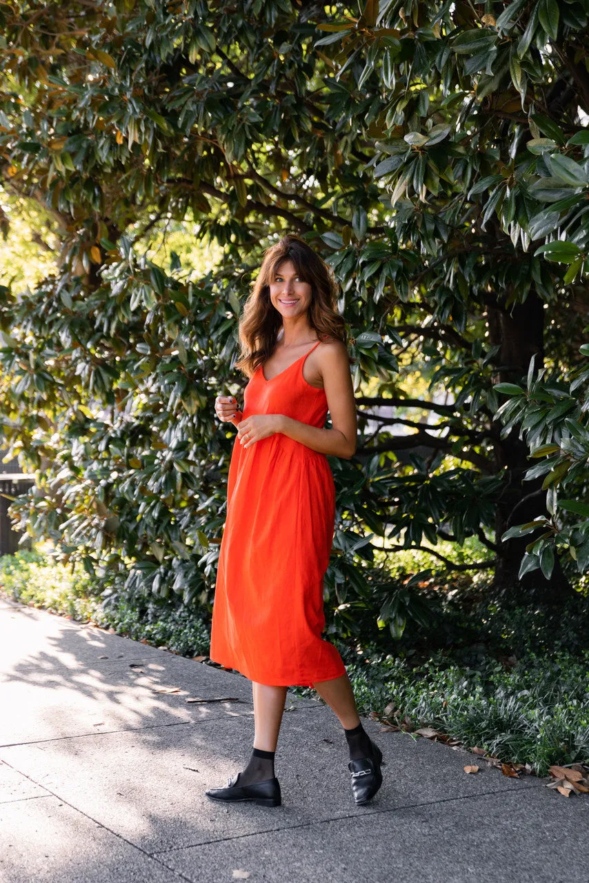Faro Dress in Recycled Blood Orange
