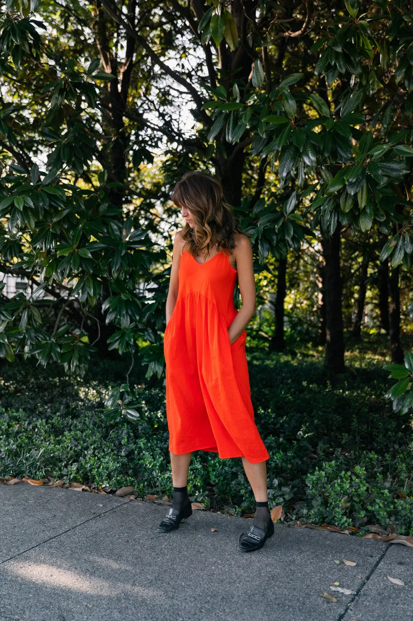 Faro Dress in Recycled Blood Orange