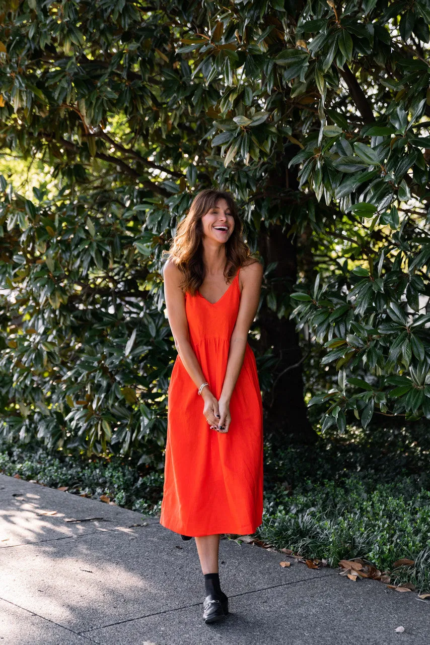 Faro Dress in Recycled Blood Orange