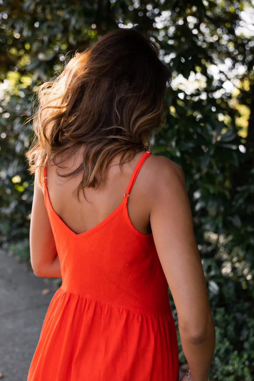 Faro Dress in Recycled Blood Orange