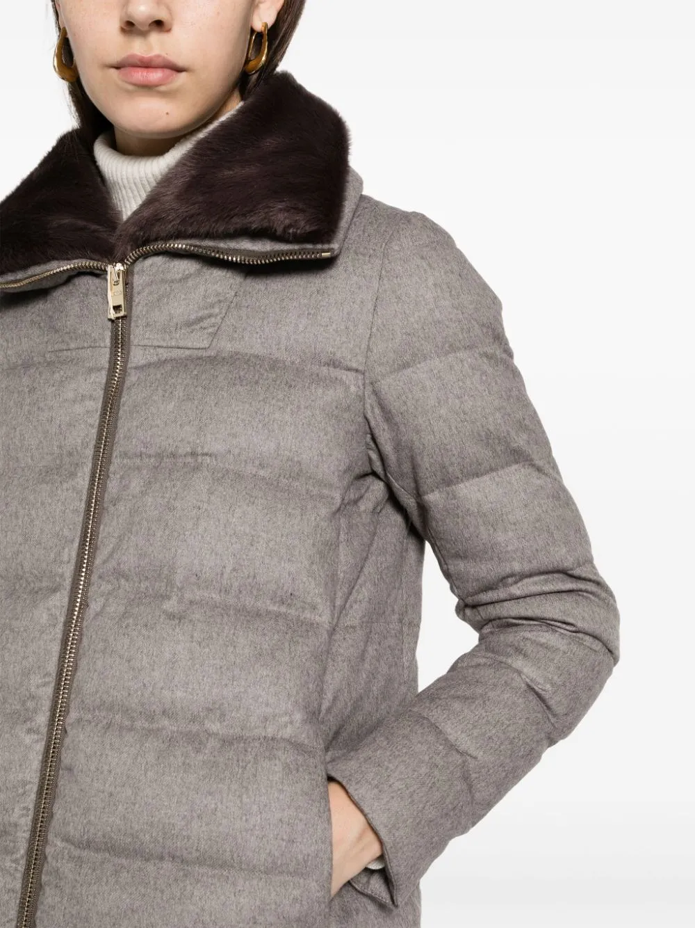 faux-fur collar quilted padded coat