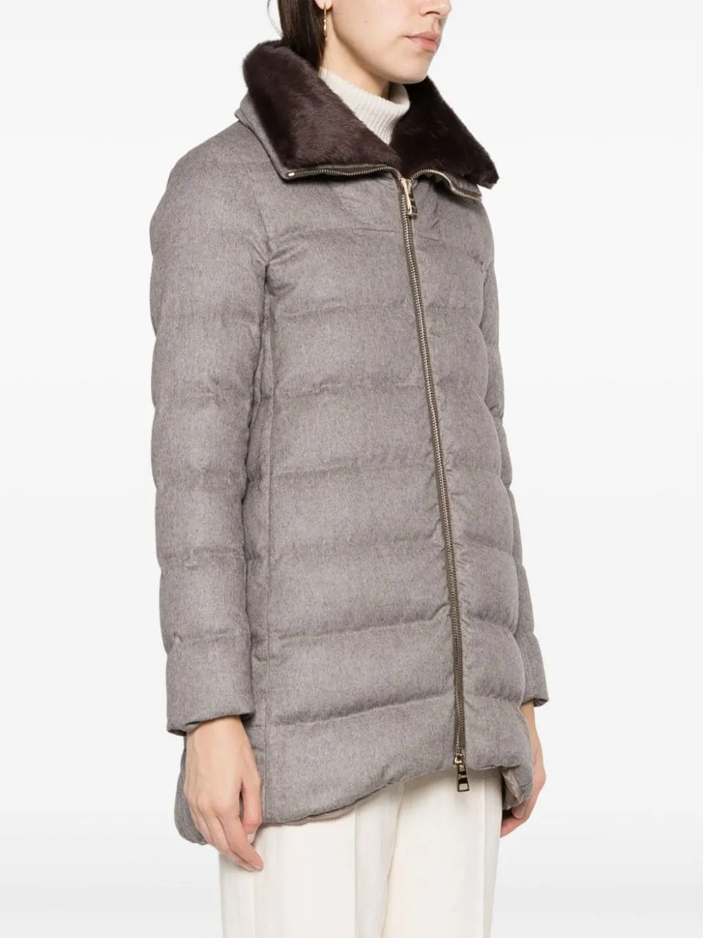 faux-fur collar quilted padded coat