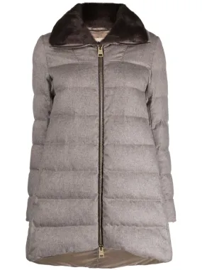 faux-fur collar quilted padded coat