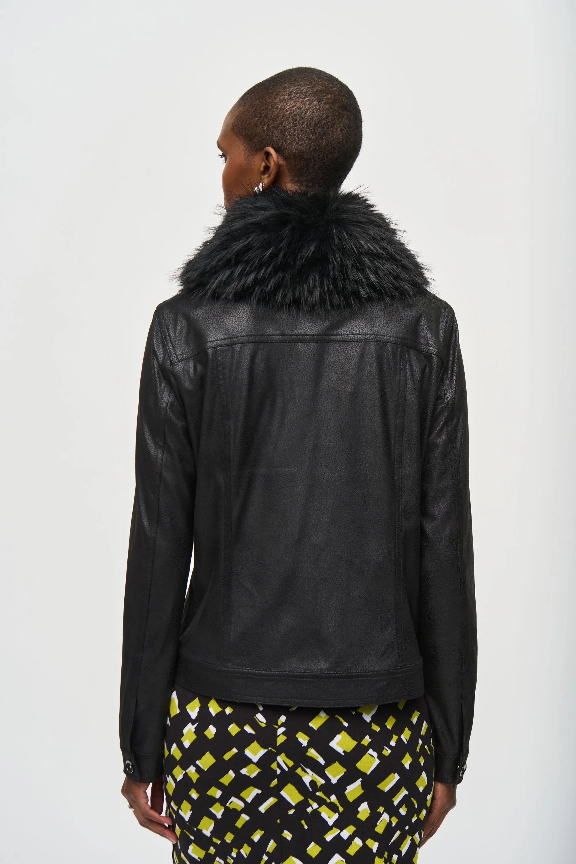 Faux Fur Collar Suede Jacket