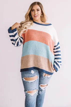 Finding Bliss Stripe Knit Sweater  Curves