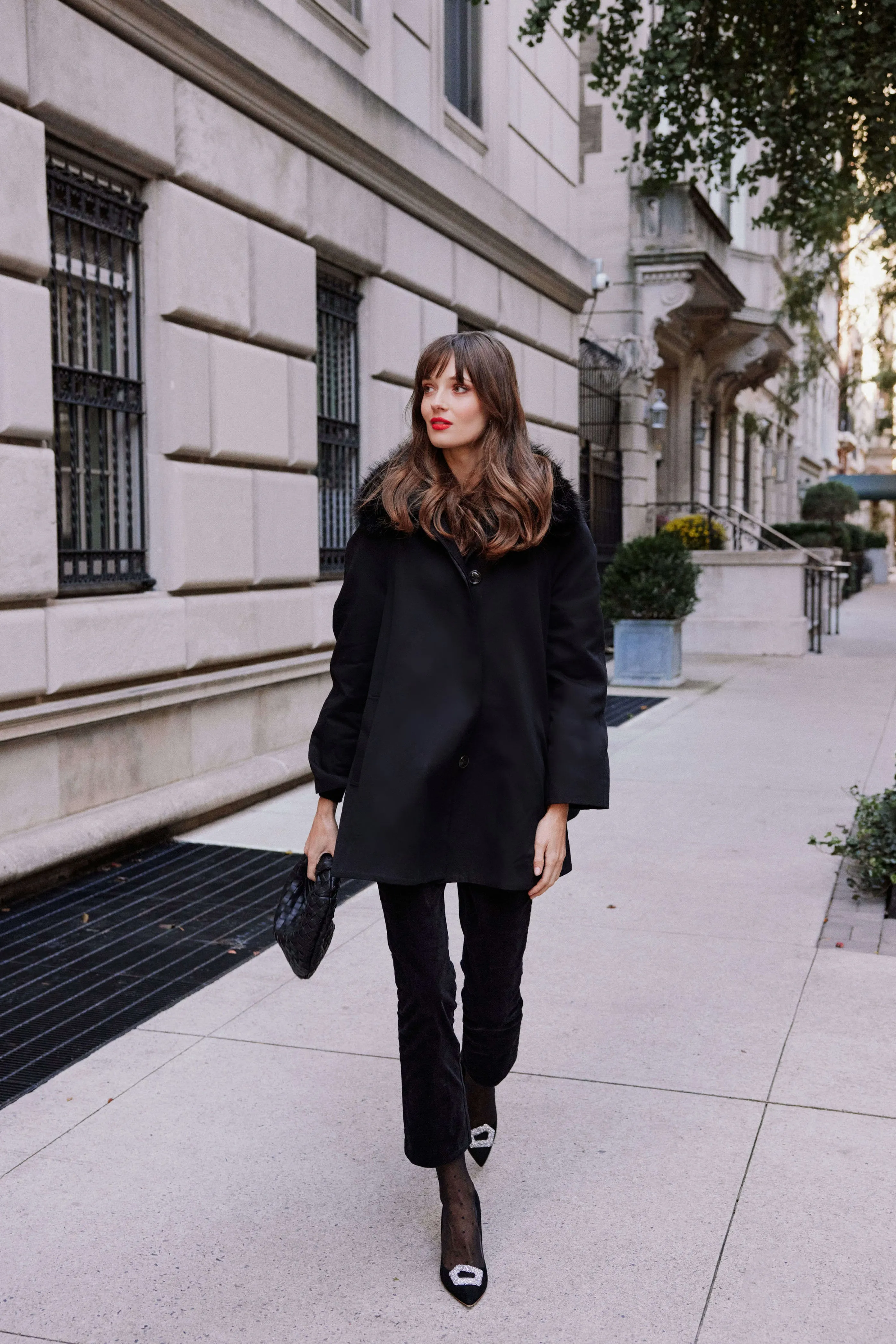 Fur Collar Cecile Swing Cape