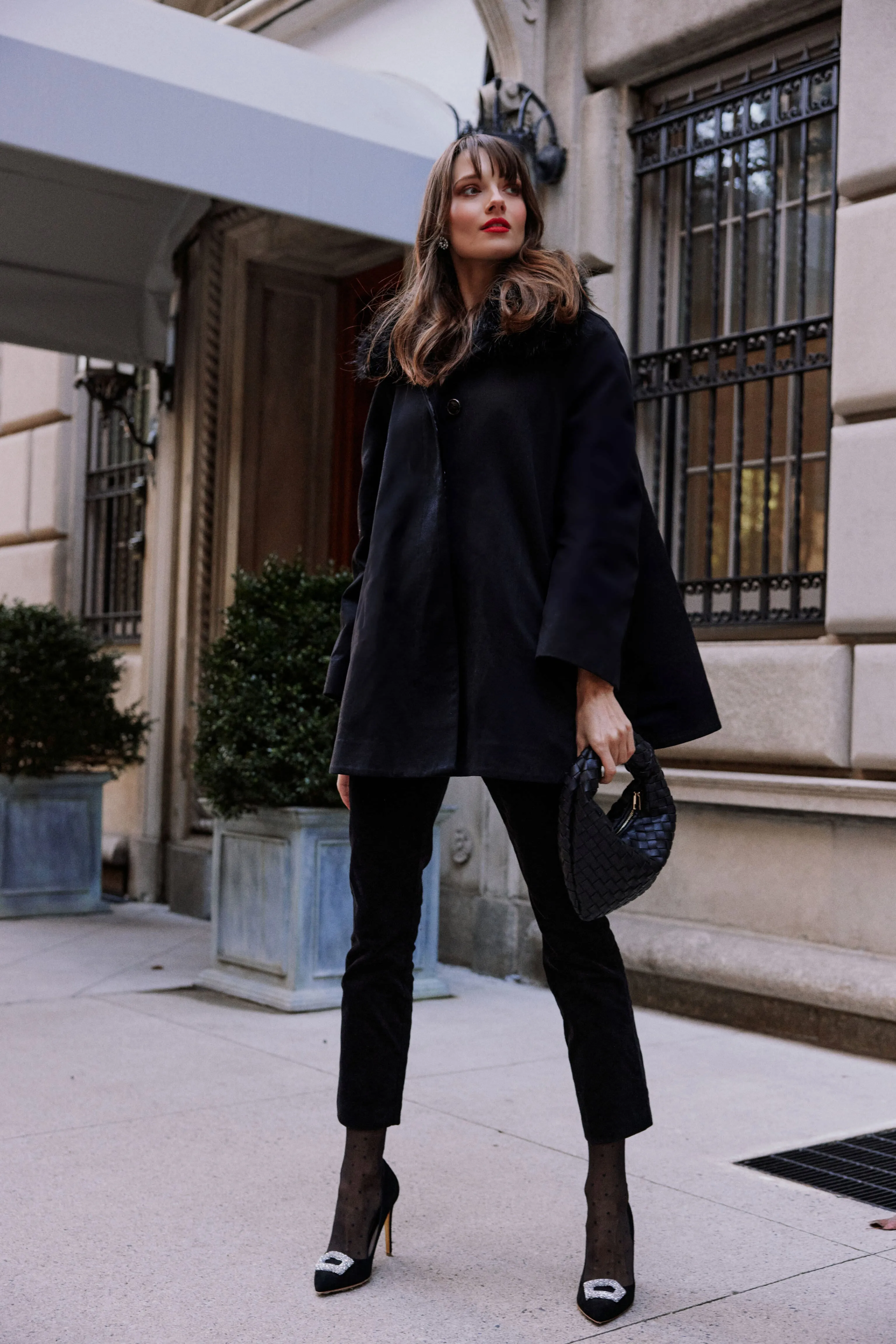 Fur Collar Cecile Swing Cape