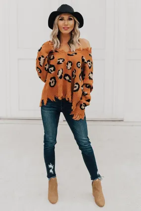 Goal Setter Leopard Sweater In Camel