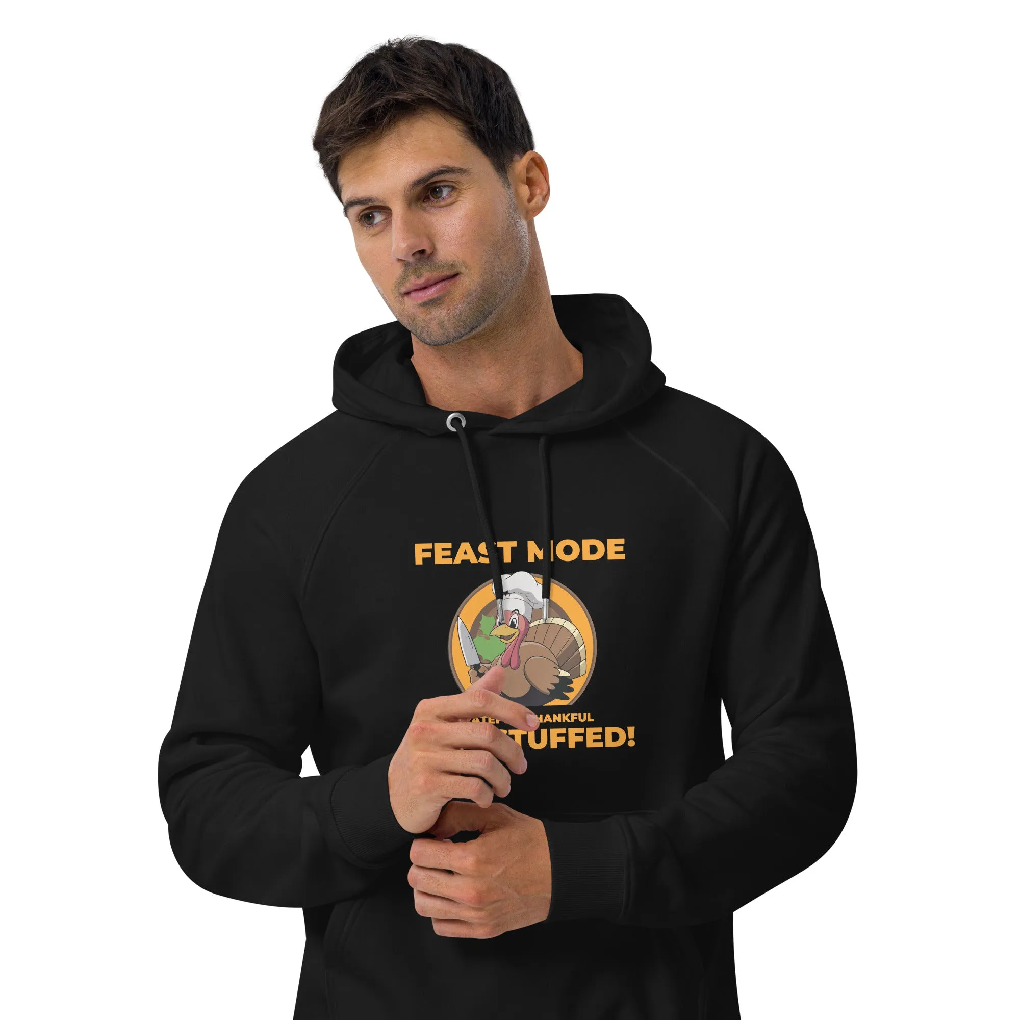 Grateful Thankful And Stuffed Graphic Men Eco Raglan Hoodie