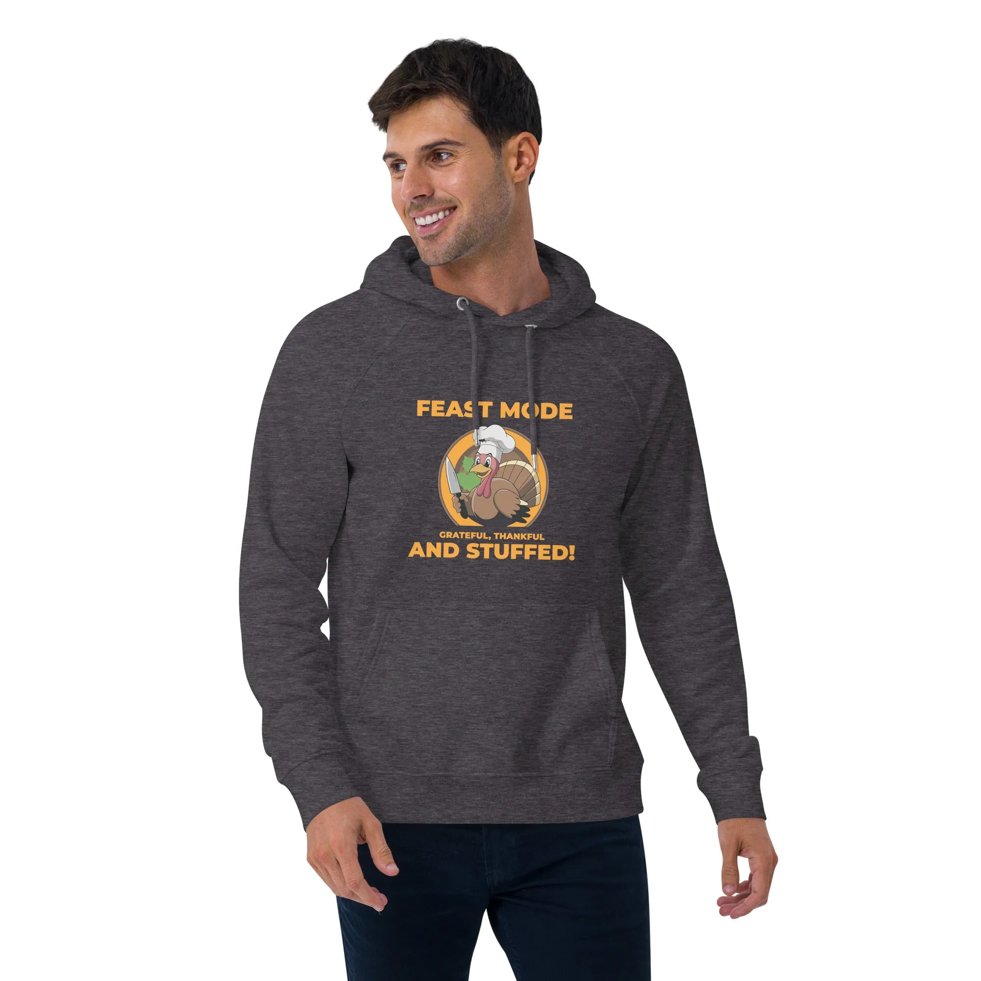 Grateful Thankful And Stuffed Graphic Men Eco Raglan Hoodie
