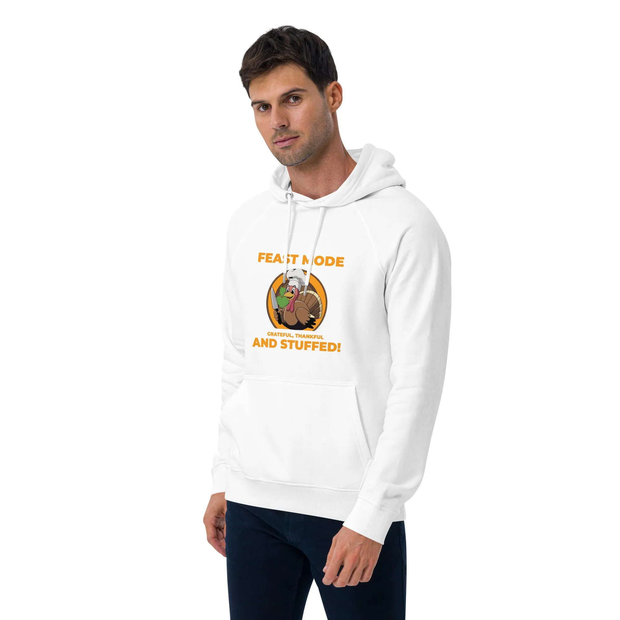 Grateful Thankful And Stuffed Graphic Men Eco Raglan Hoodie