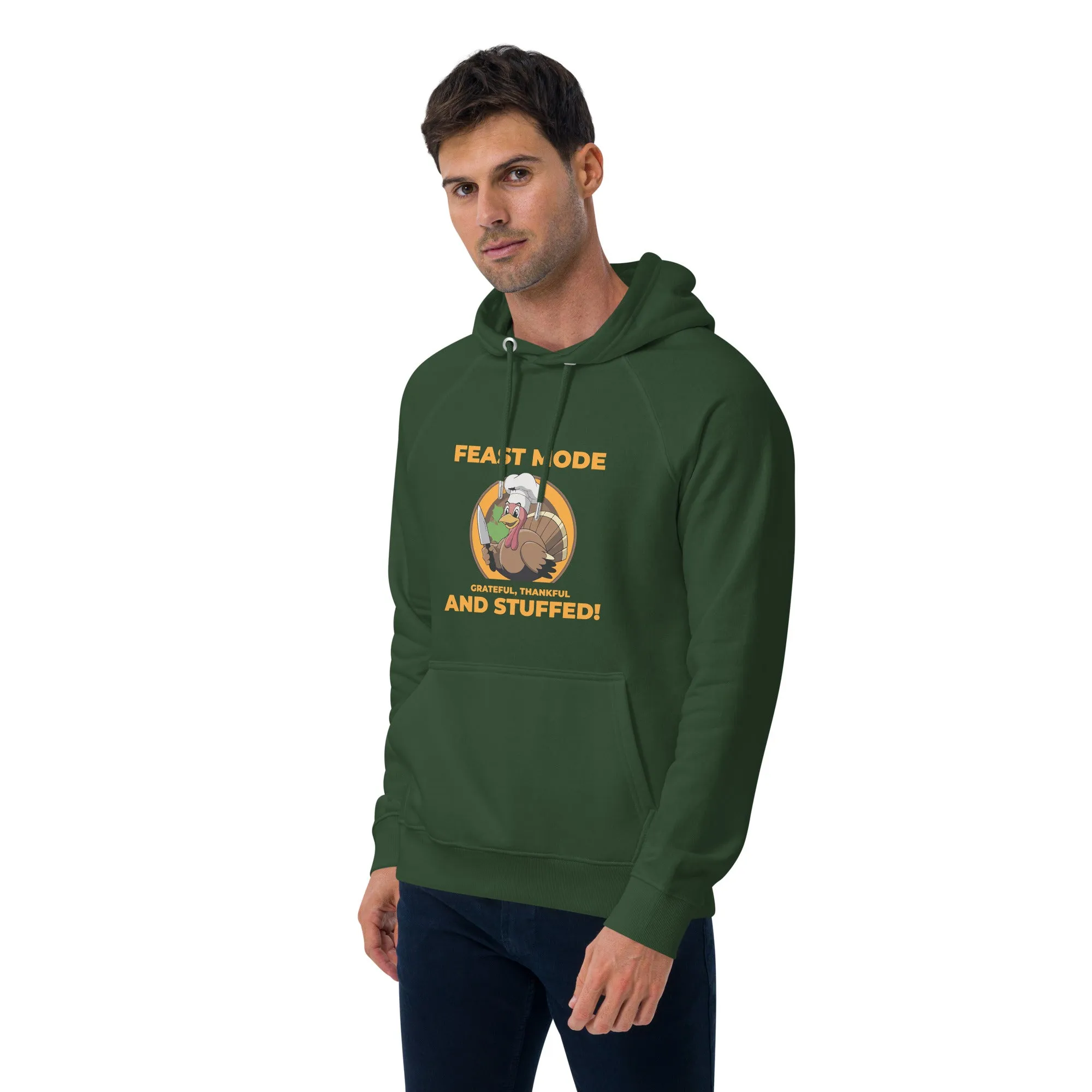 Grateful Thankful And Stuffed Graphic Men Eco Raglan Hoodie