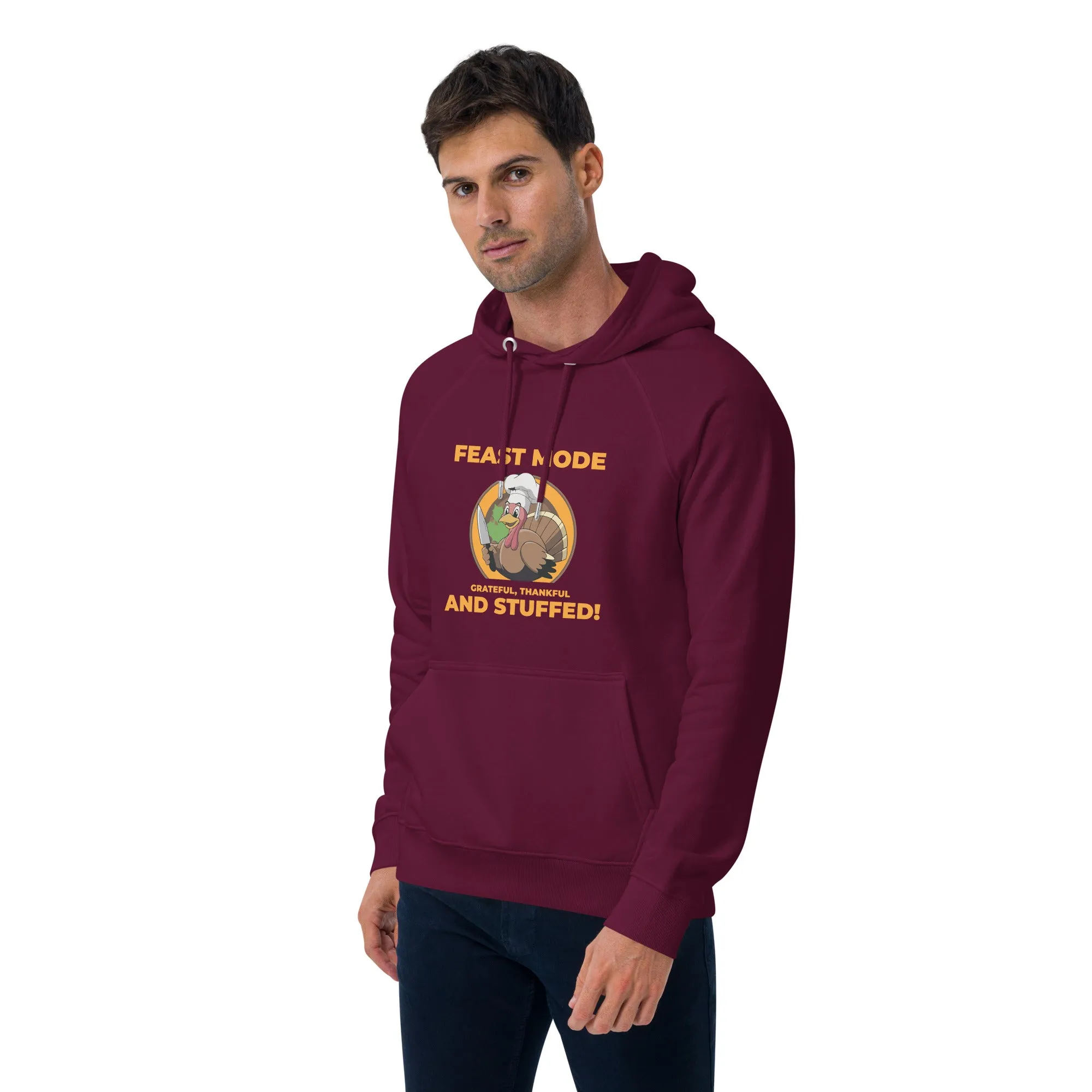 Grateful Thankful And Stuffed Graphic Men Eco Raglan Hoodie