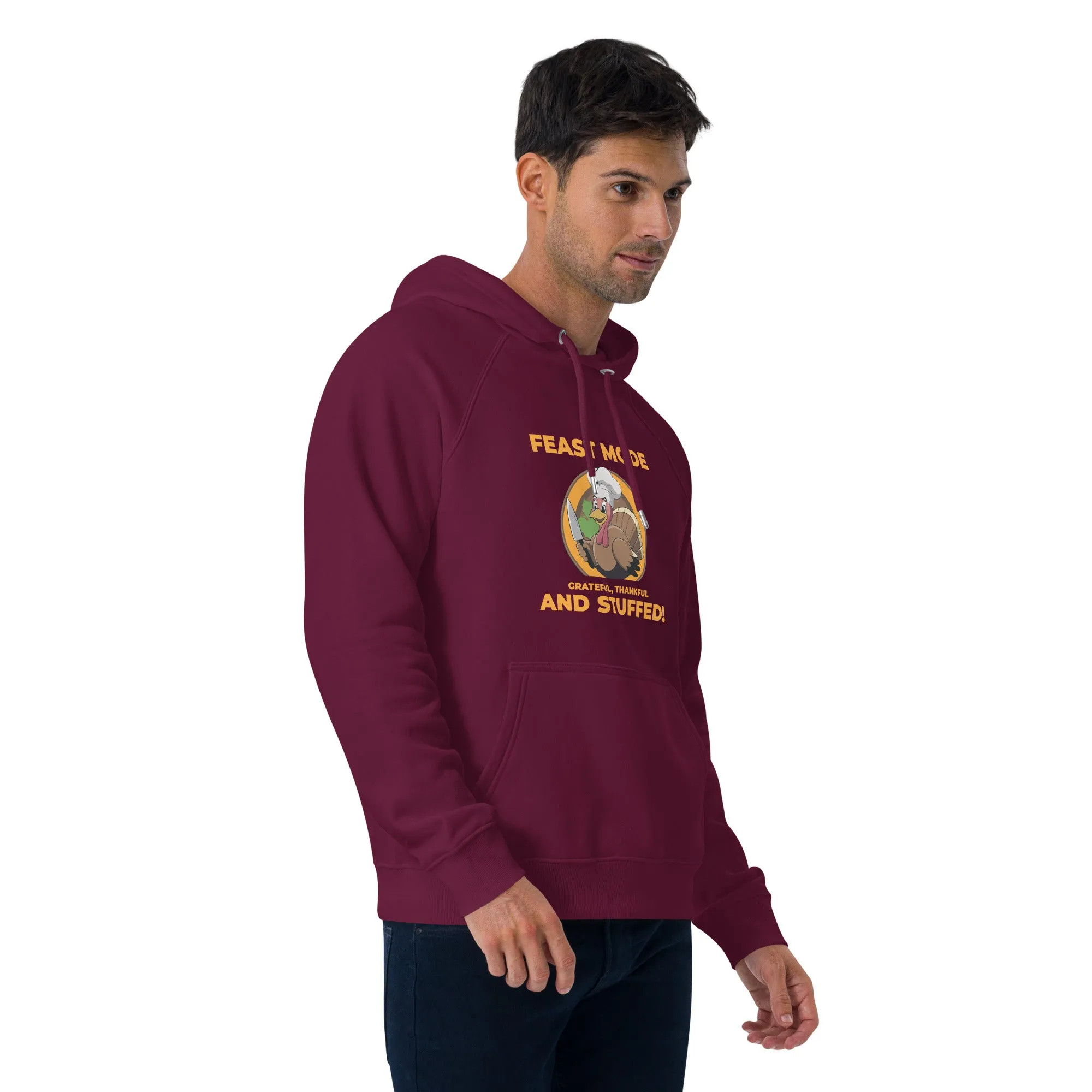 Grateful Thankful And Stuffed Graphic Men Eco Raglan Hoodie