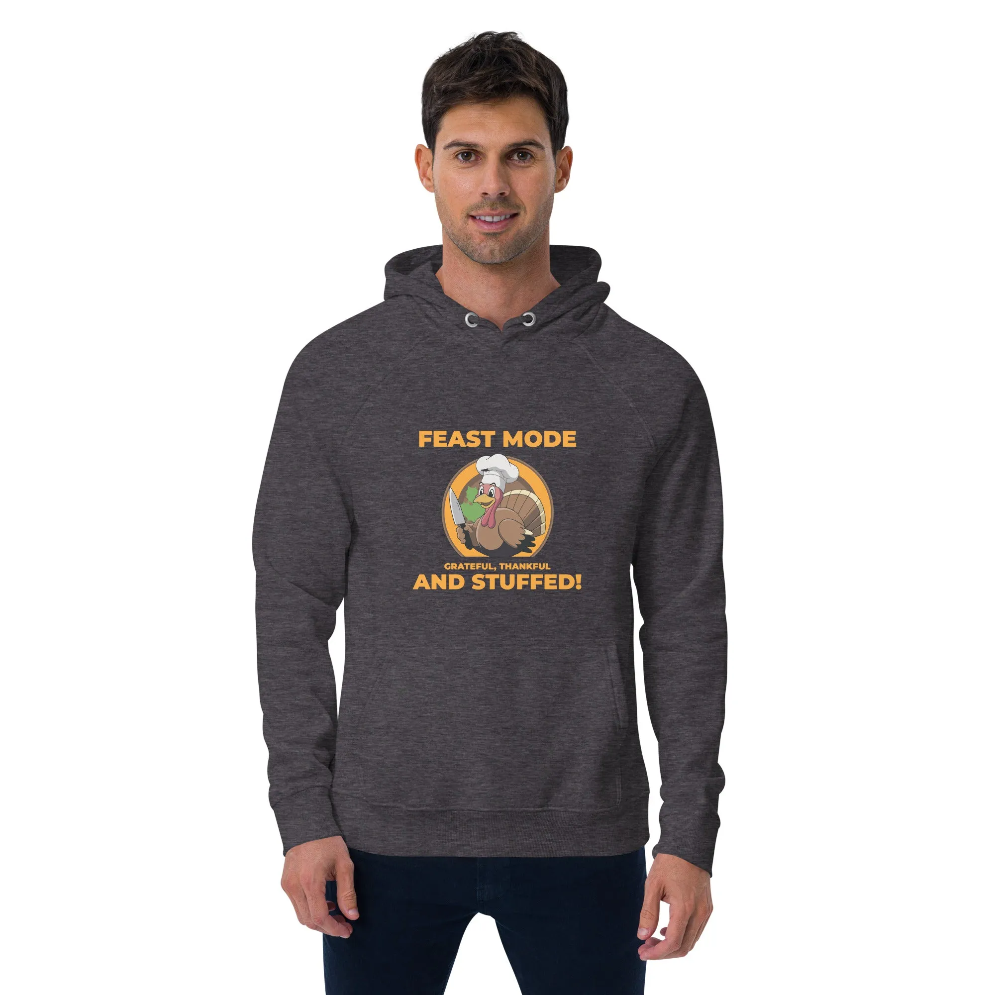 Grateful Thankful And Stuffed Graphic Men Eco Raglan Hoodie