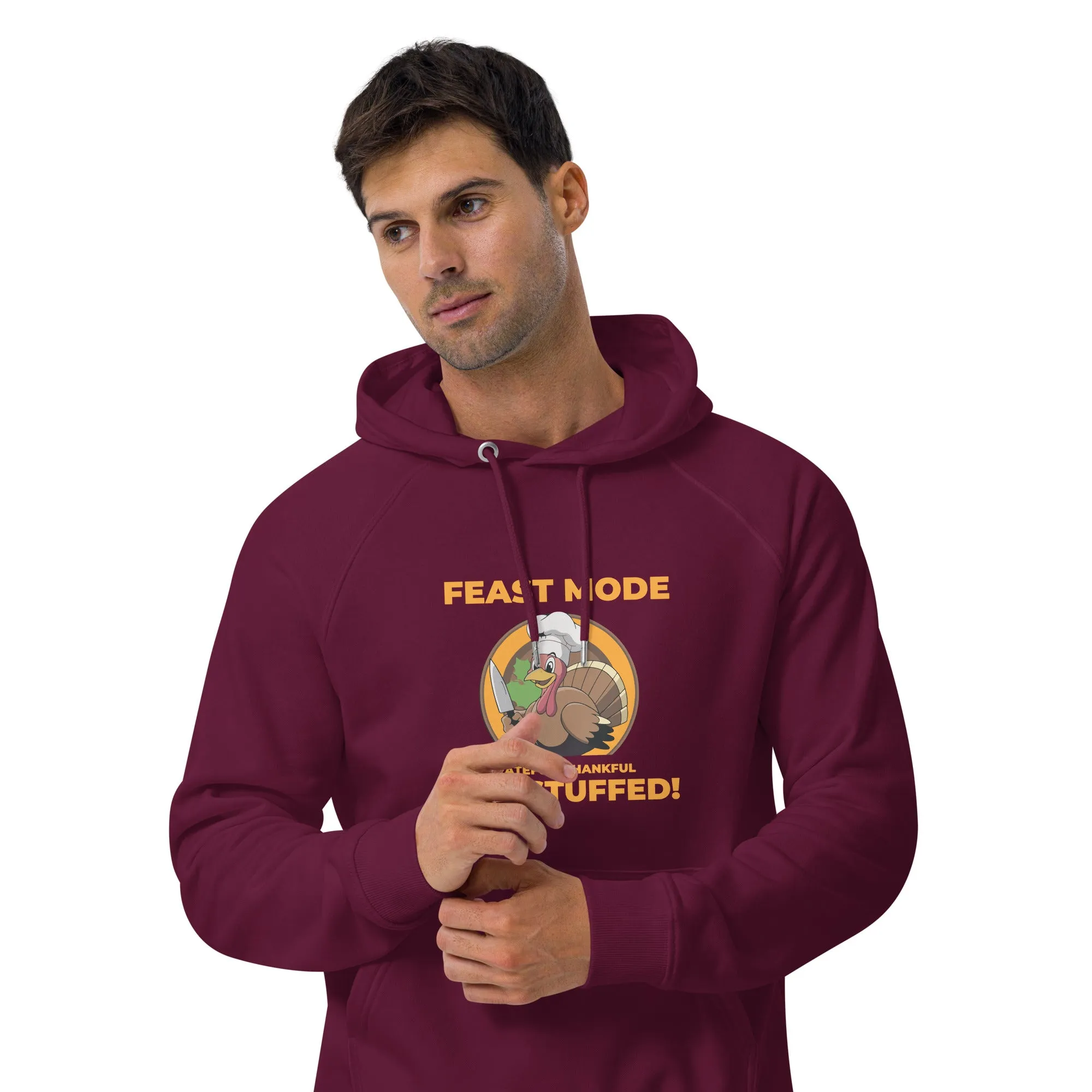 Grateful Thankful And Stuffed Graphic Men Eco Raglan Hoodie