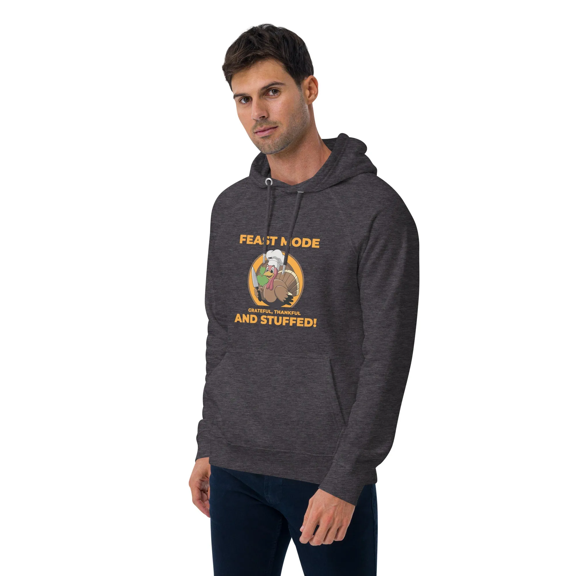 Grateful Thankful And Stuffed Graphic Men Eco Raglan Hoodie