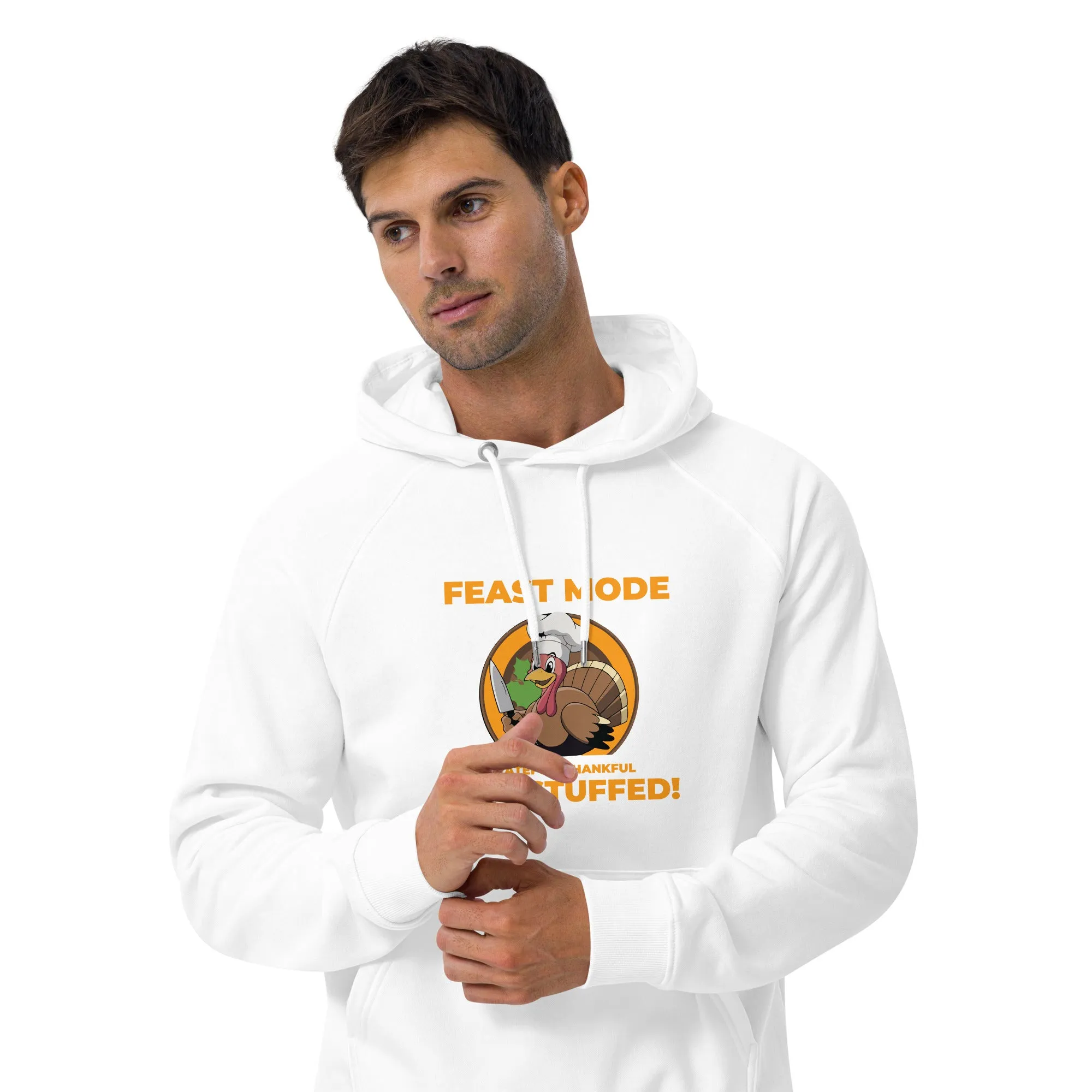 Grateful Thankful And Stuffed Graphic Men Eco Raglan Hoodie