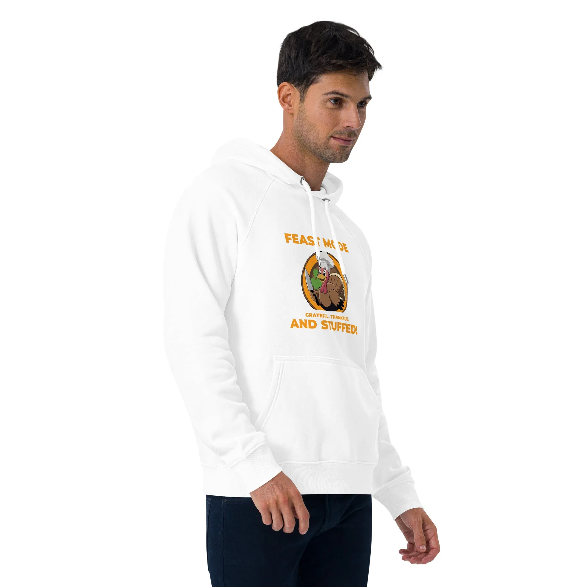 Grateful Thankful And Stuffed Graphic Men Eco Raglan Hoodie
