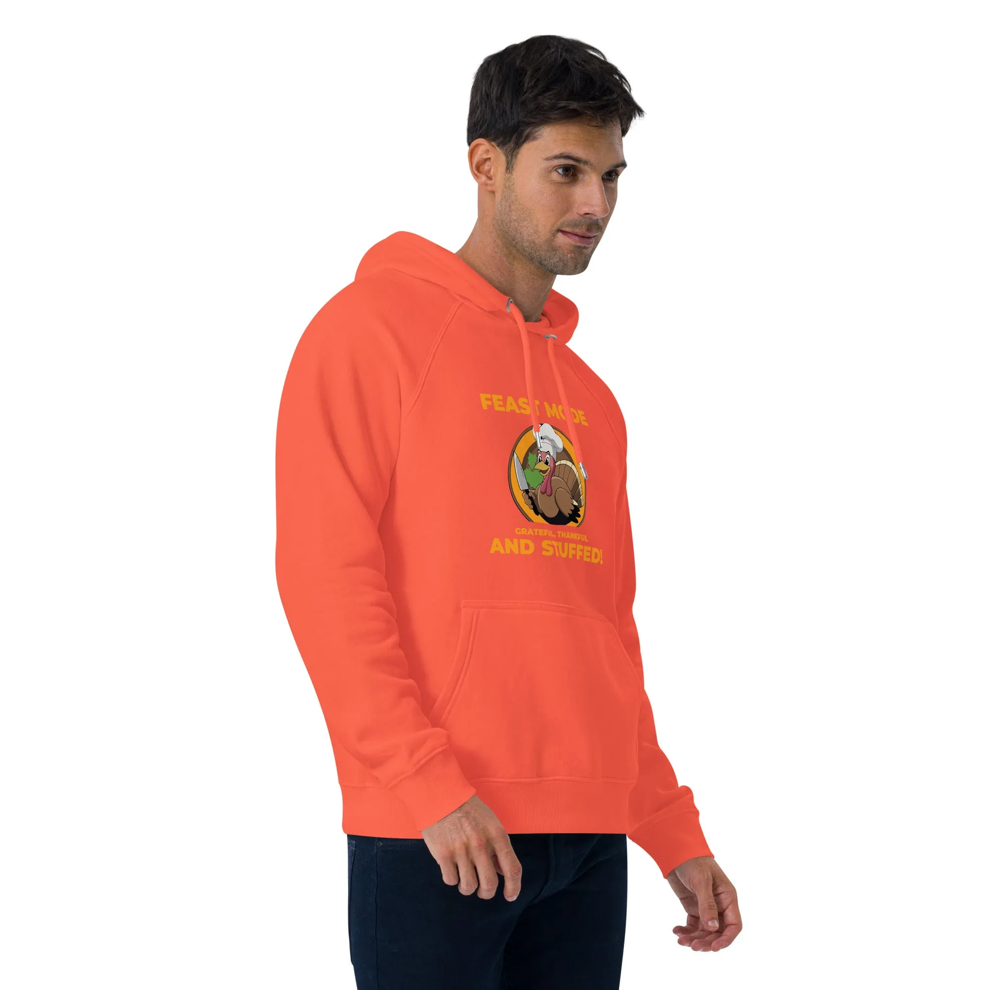 Grateful Thankful And Stuffed Graphic Men Eco Raglan Hoodie