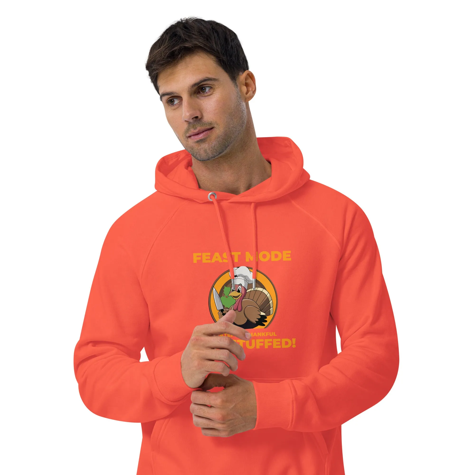 Grateful Thankful And Stuffed Graphic Men Eco Raglan Hoodie