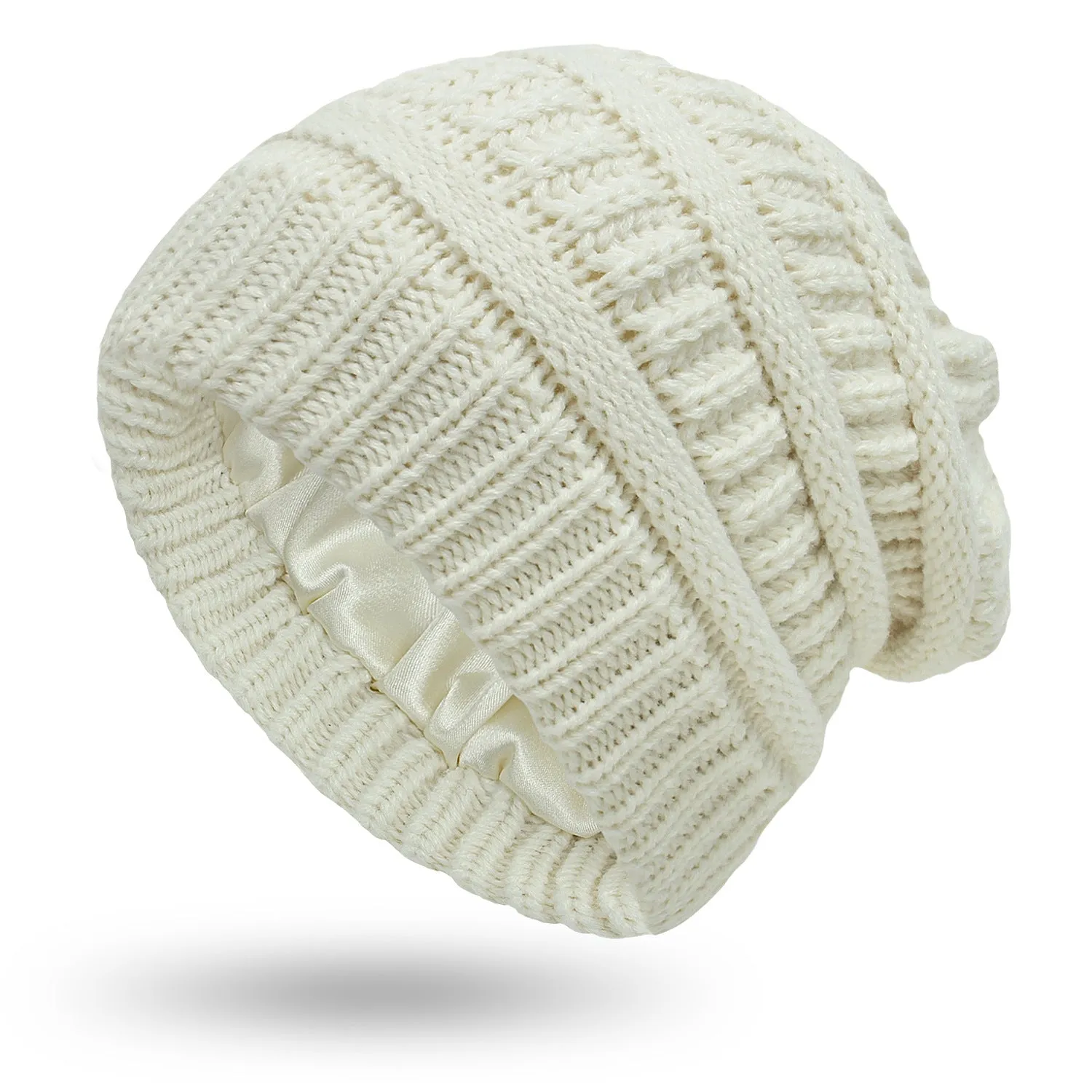 Hats Protective Hairstyles, Warm Woolen Knit Satin Hats