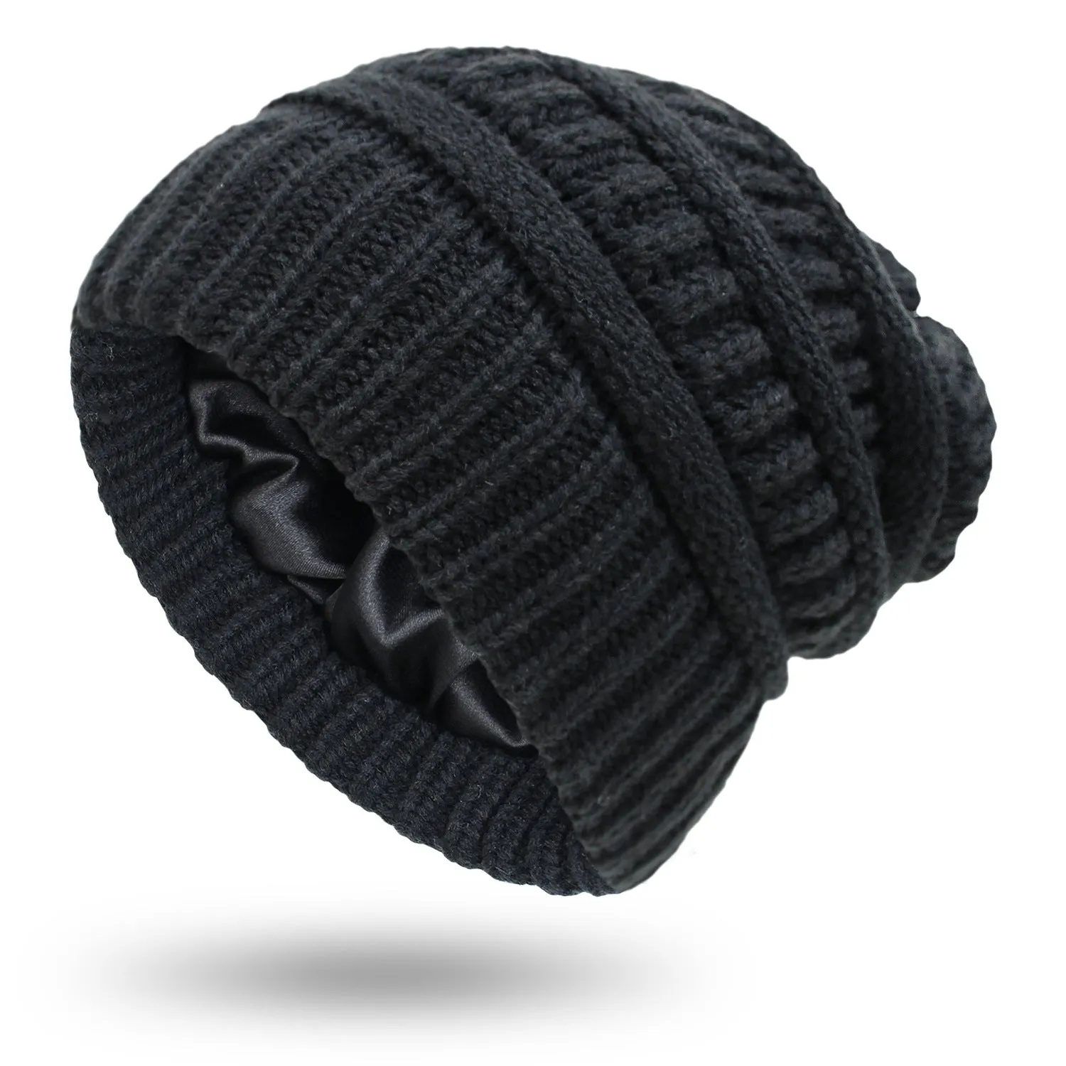 Hats Protective Hairstyles, Warm Woolen Knit Satin Hats