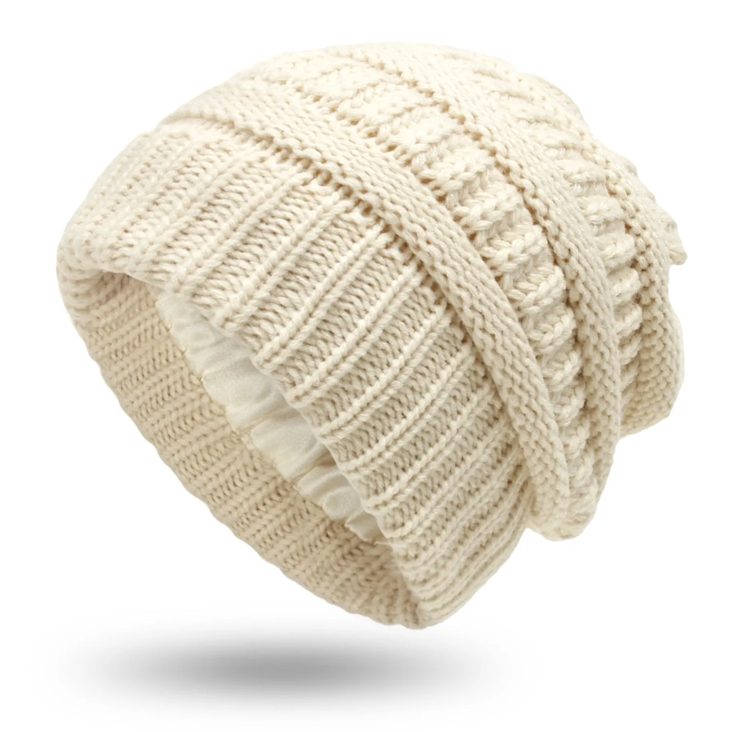 Hats Protective Hairstyles, Warm Woolen Knit Satin Hats