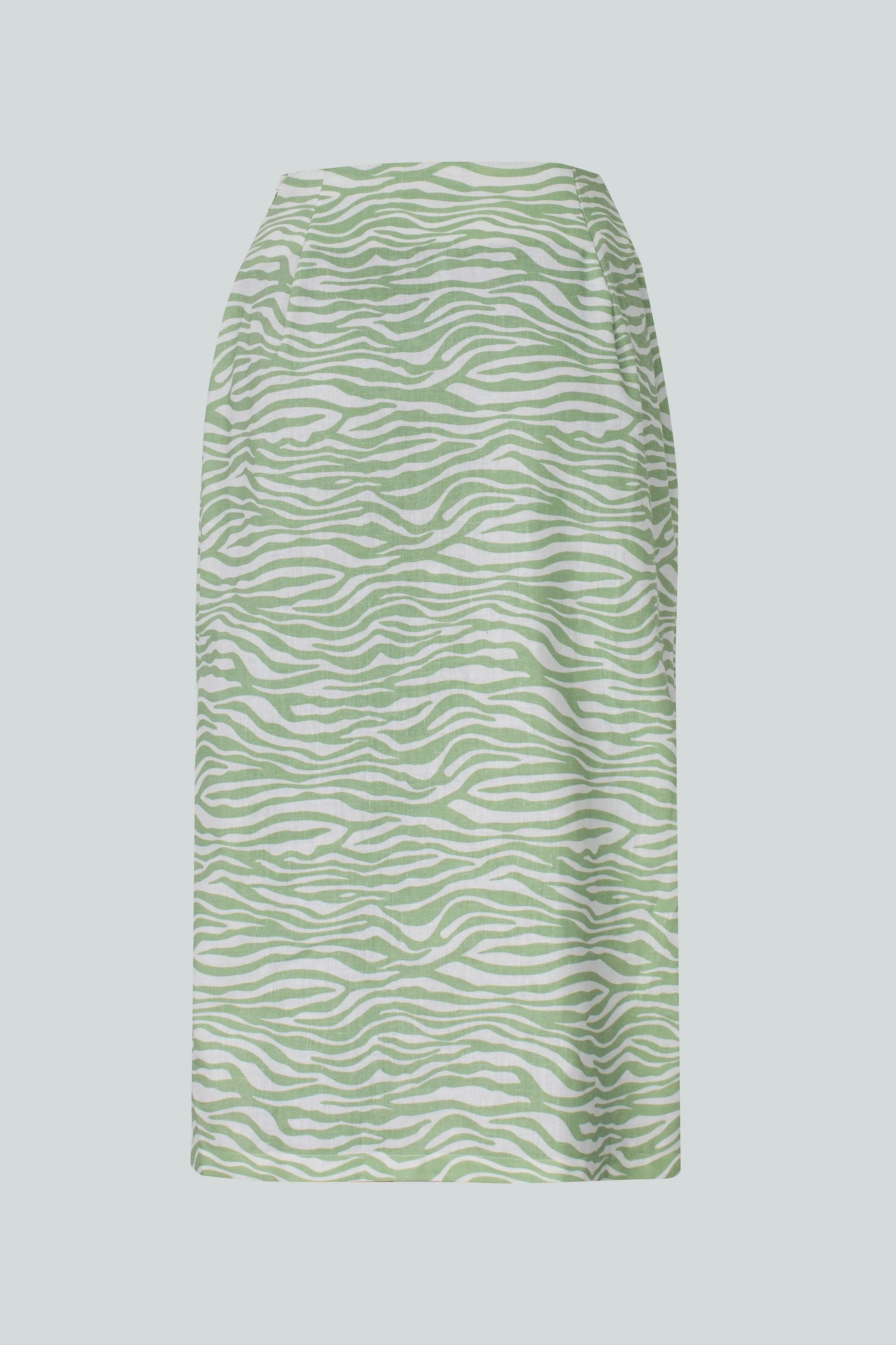 Iris Zebra Asymmetrical Skirt Green