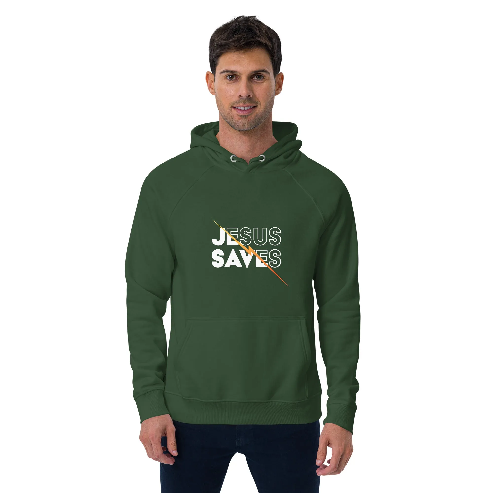 Jesus Saves Graphics Men Eco Raglan Hoodie