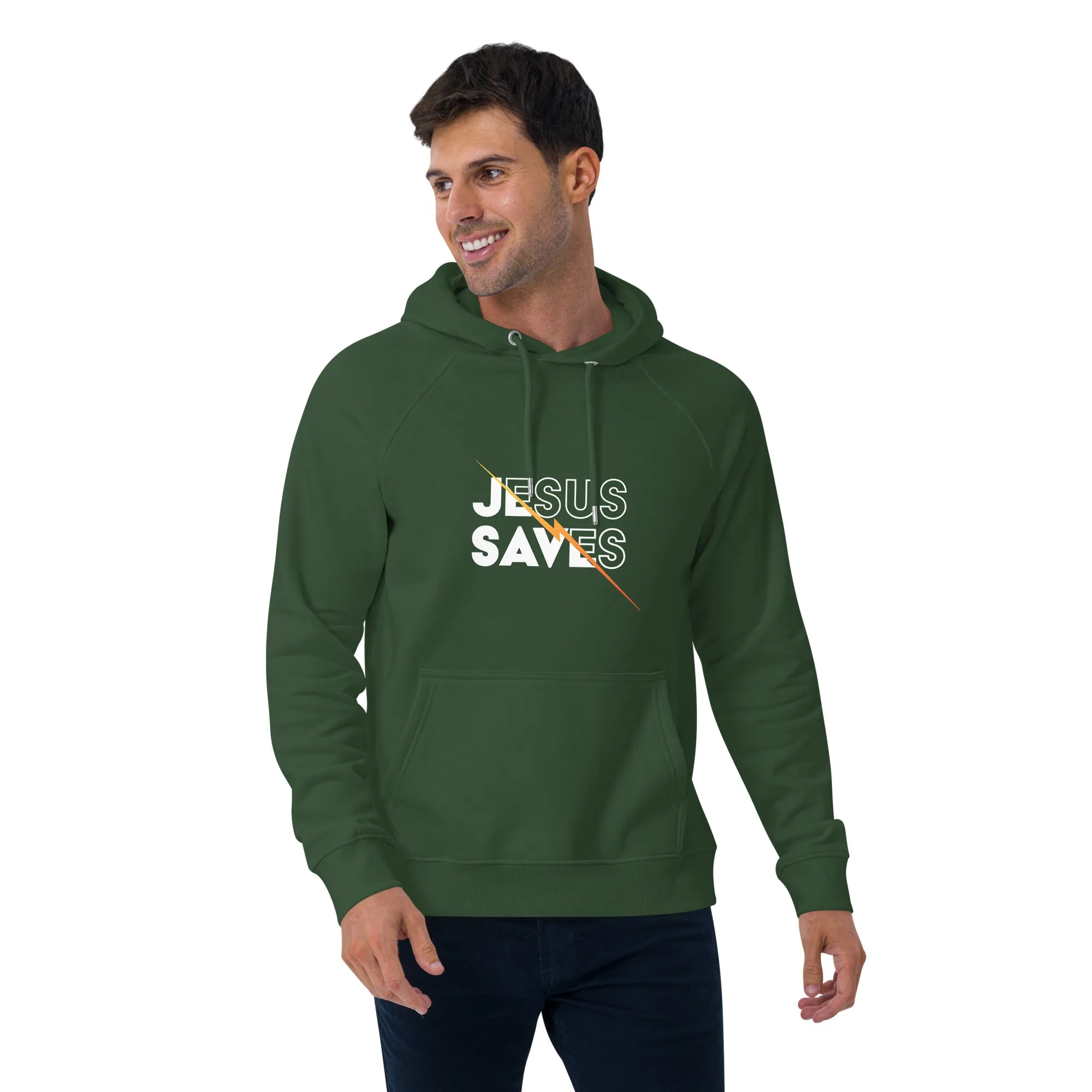 Jesus Saves Graphics Men Eco Raglan Hoodie