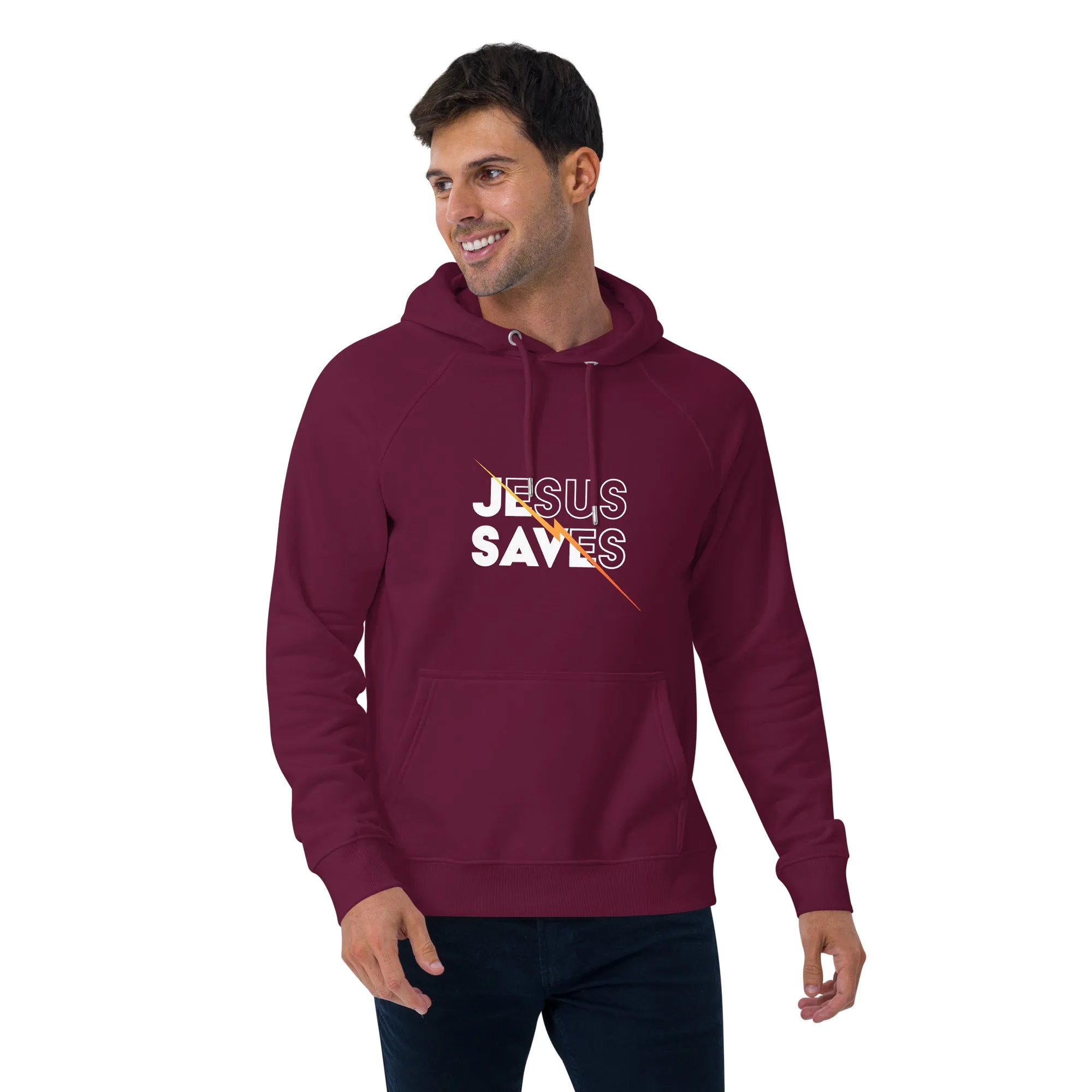 Jesus Saves Graphics Men Eco Raglan Hoodie