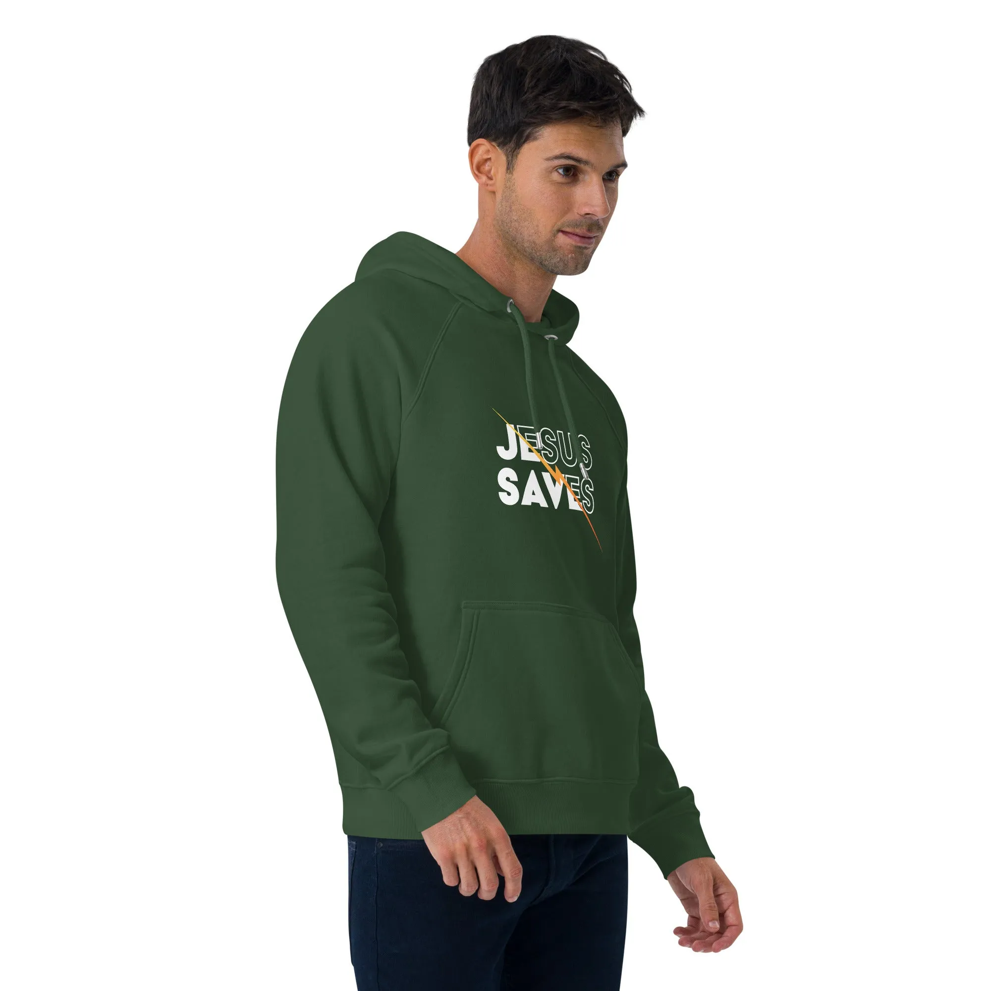 Jesus Saves Graphics Men Eco Raglan Hoodie