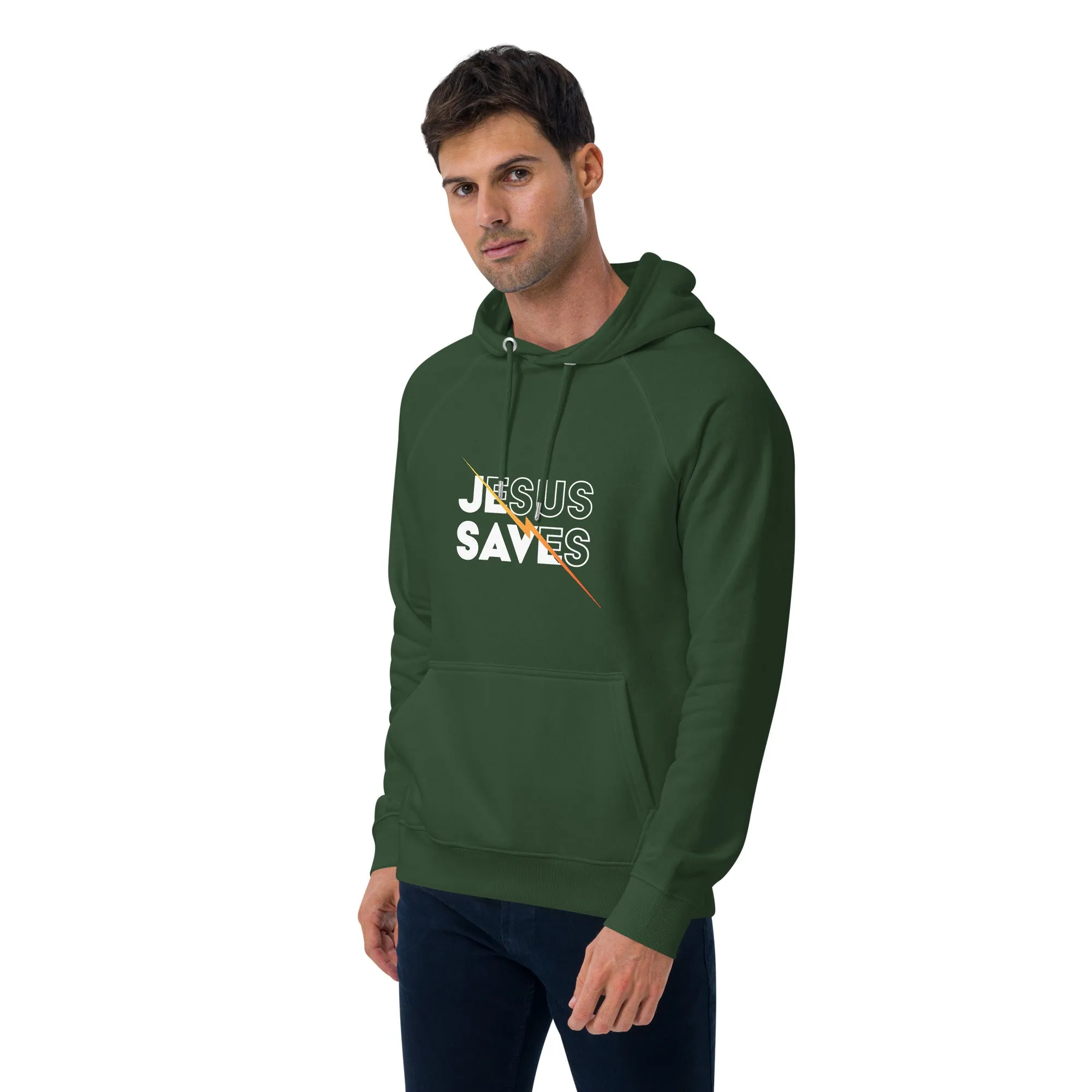 Jesus Saves Graphics Men Eco Raglan Hoodie
