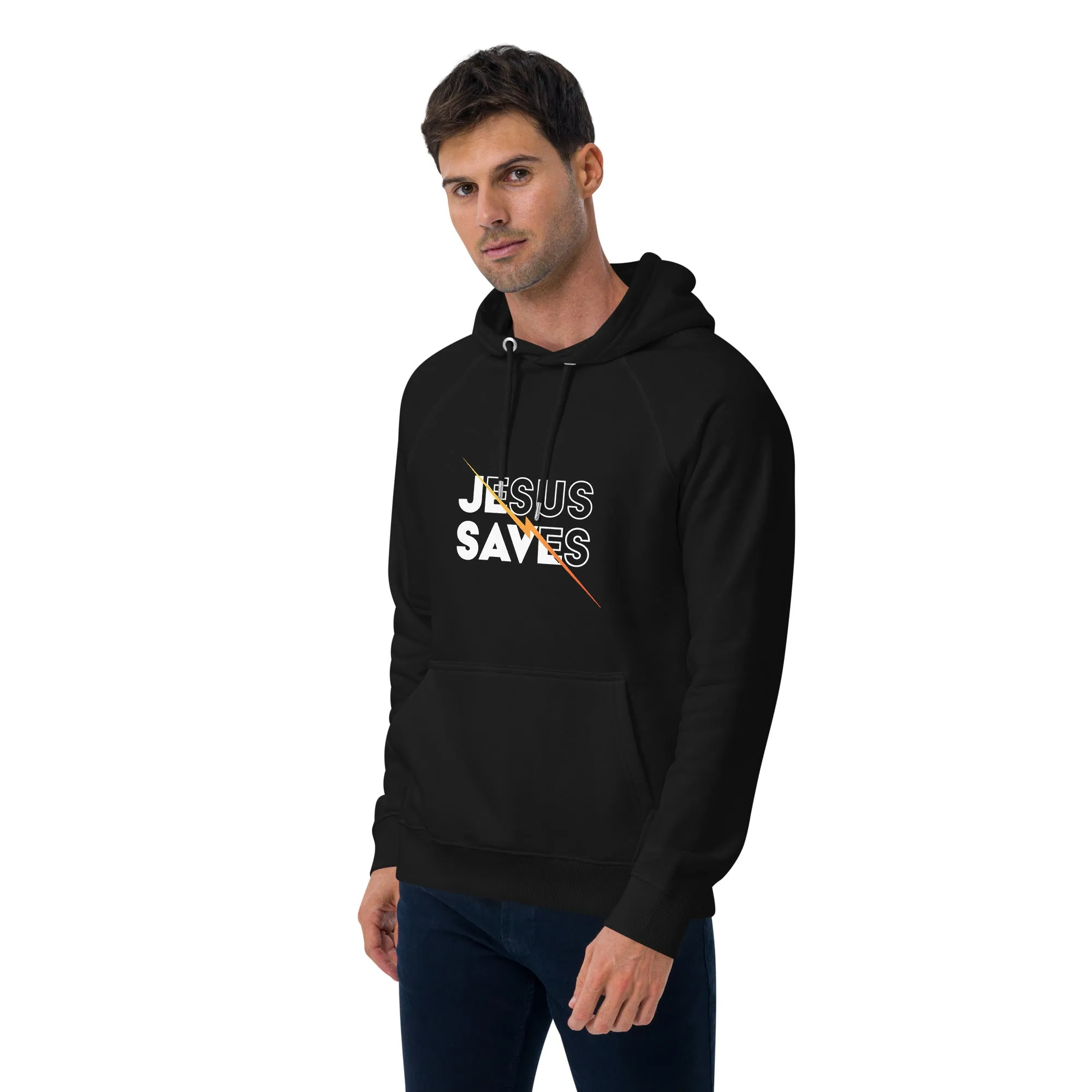 Jesus Saves Graphics Men Eco Raglan Hoodie