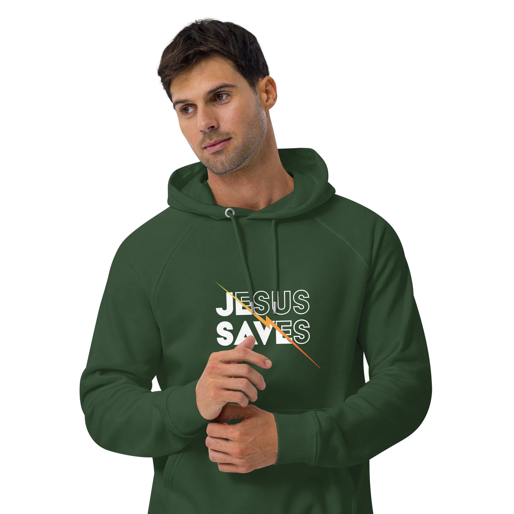 Jesus Saves Graphics Men Eco Raglan Hoodie