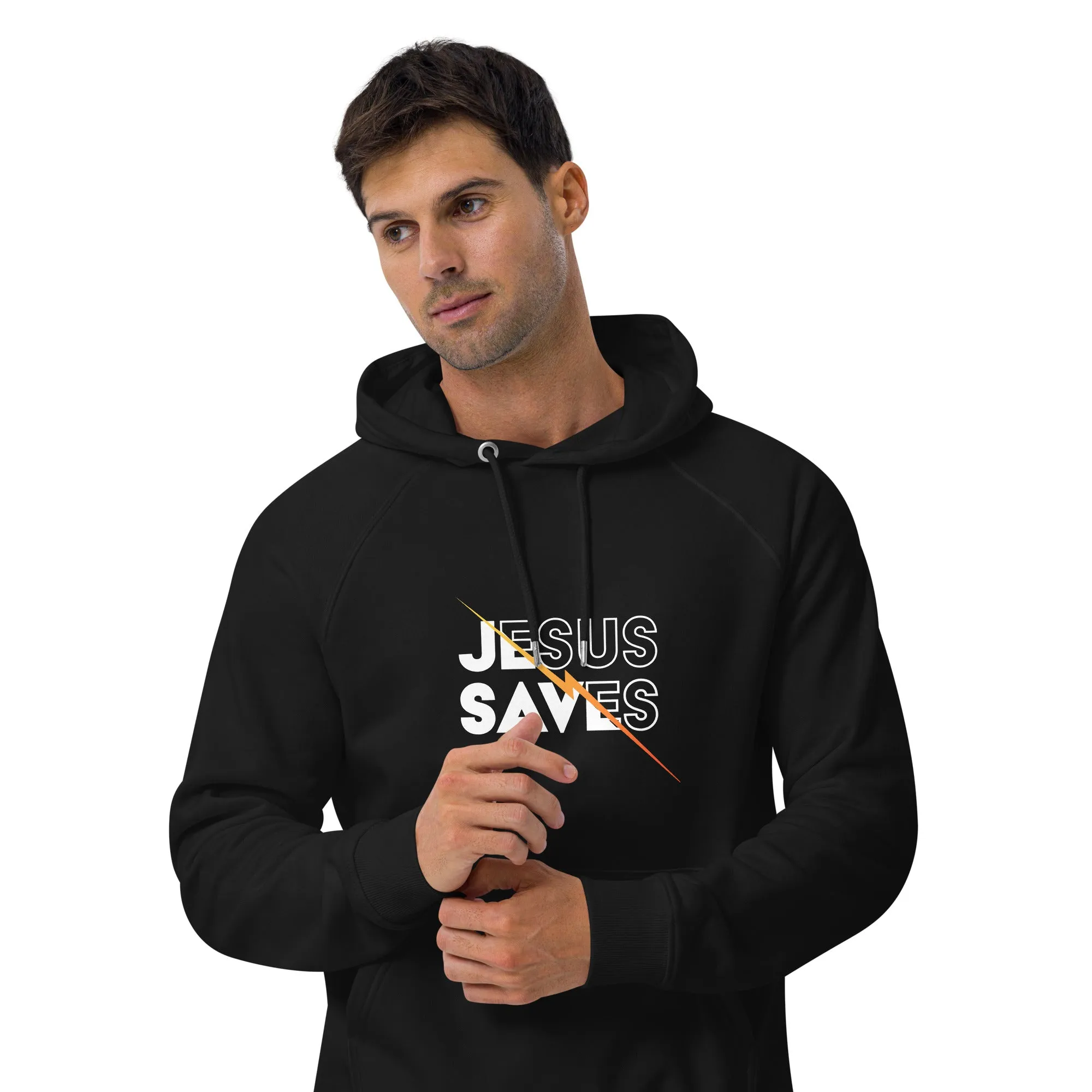 Jesus Saves Graphics Men Eco Raglan Hoodie