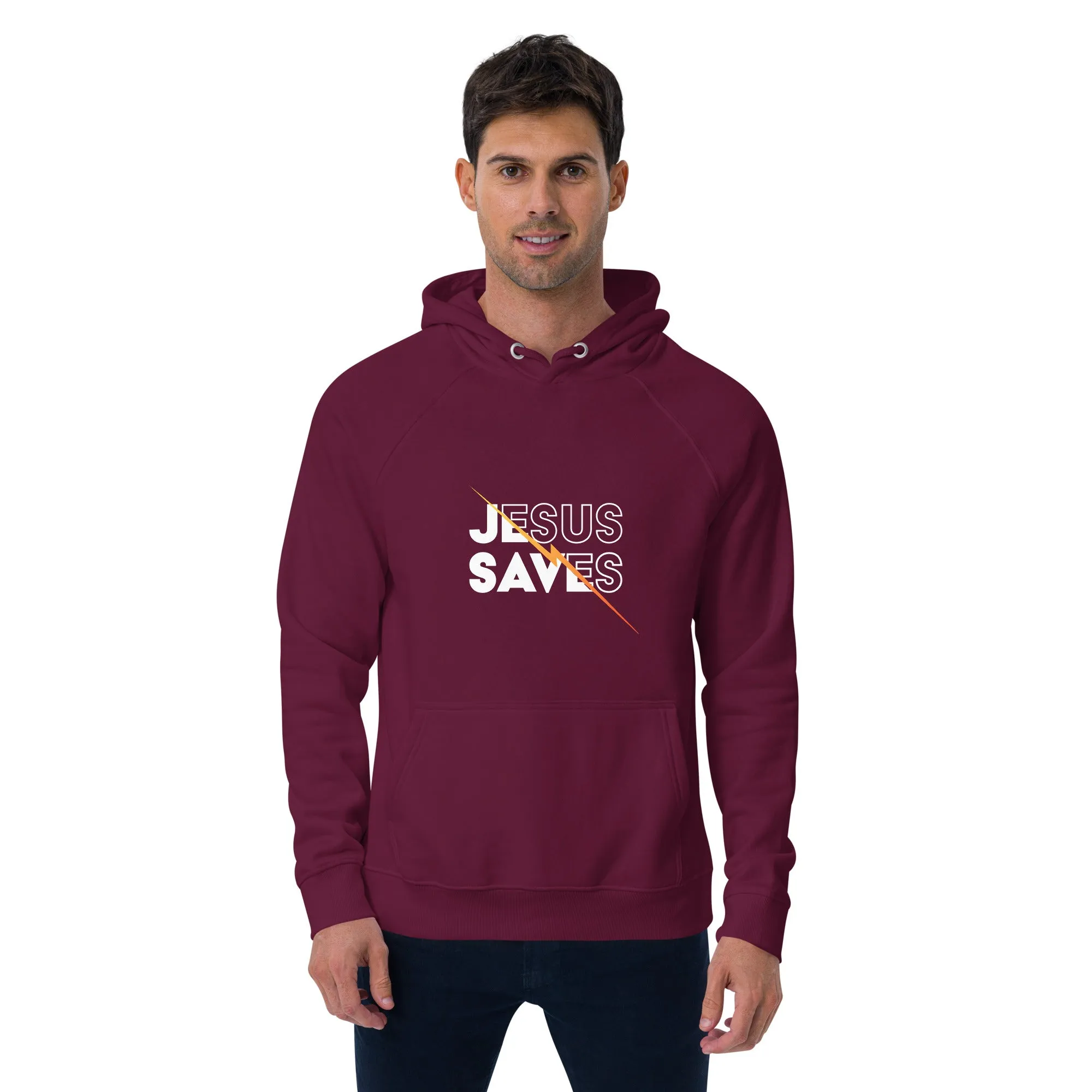 Jesus Saves Graphics Men Eco Raglan Hoodie