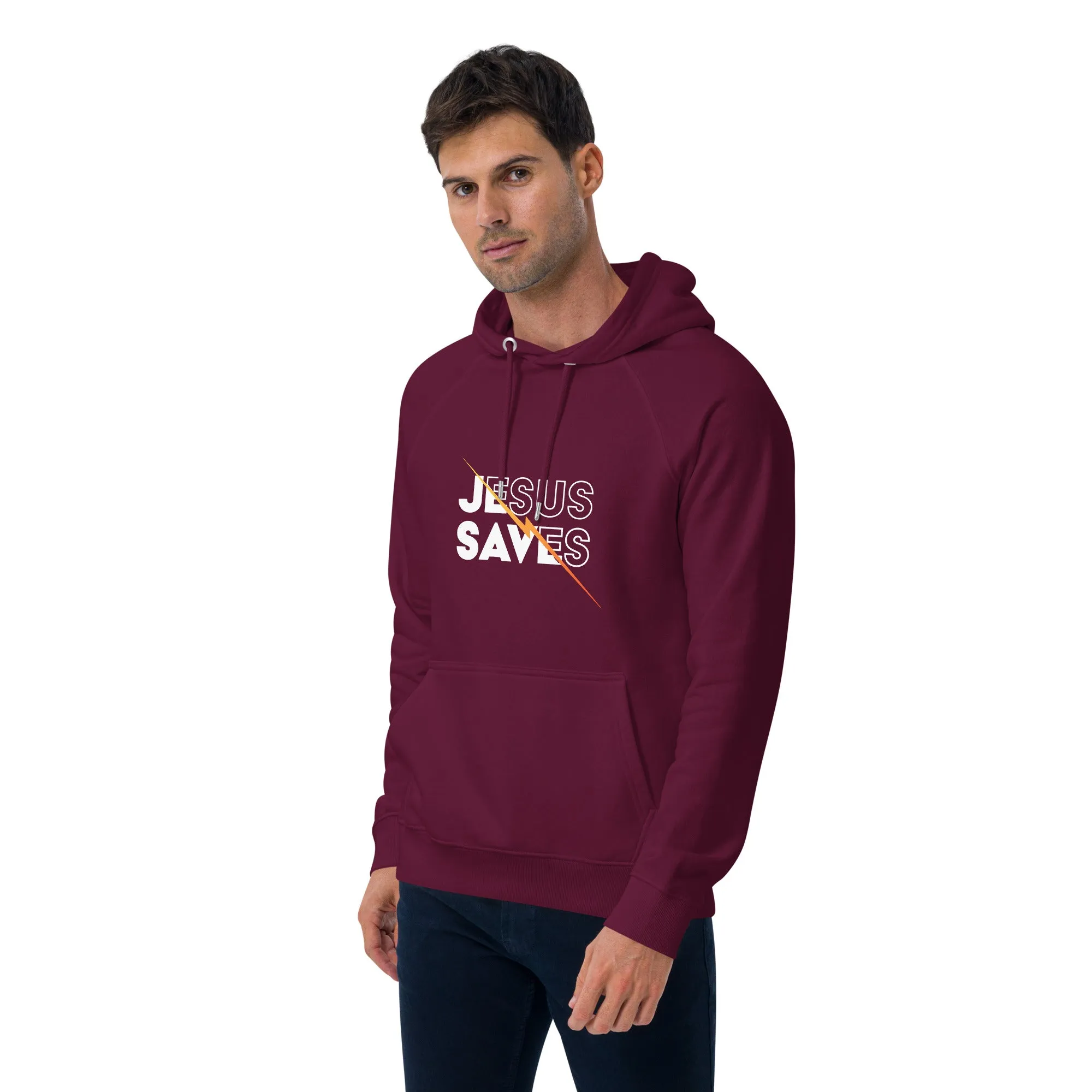 Jesus Saves Graphics Men Eco Raglan Hoodie