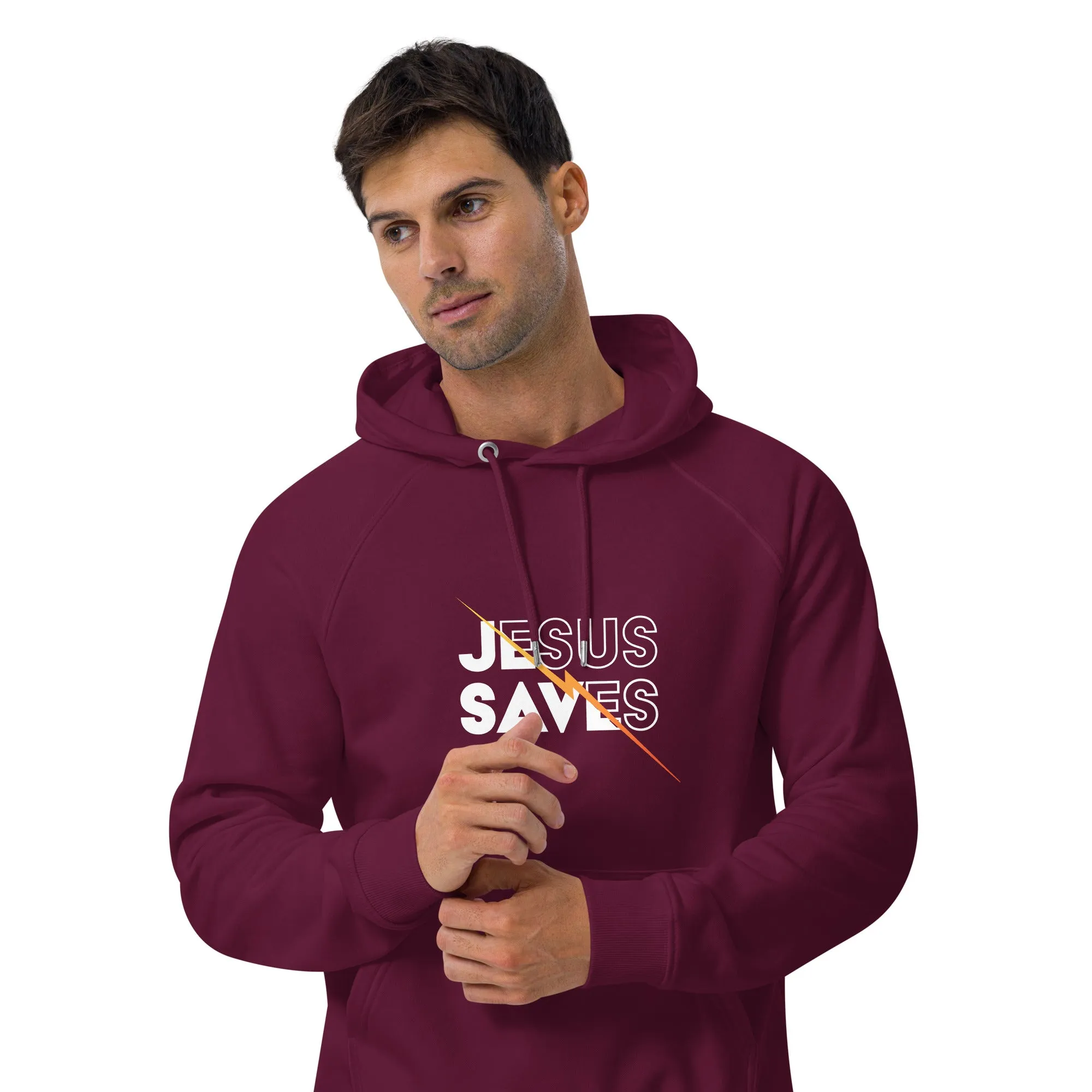 Jesus Saves Graphics Men Eco Raglan Hoodie