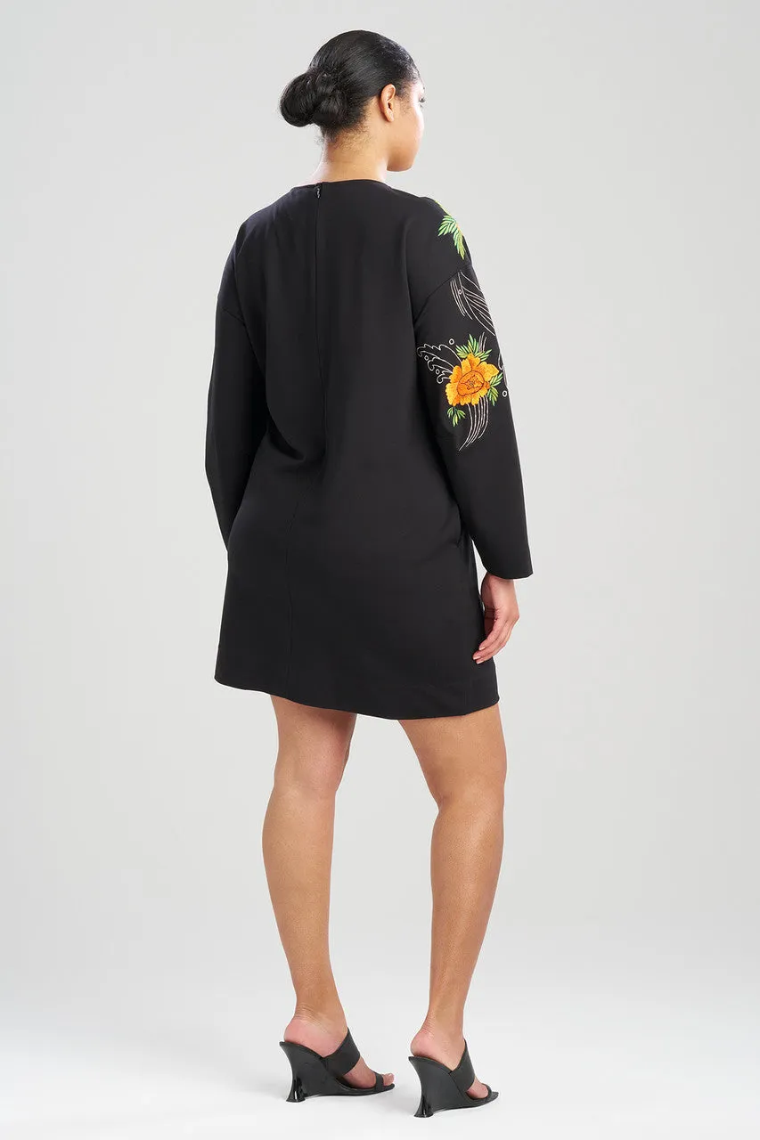Light Weight Ponte Embroidered Shift Dress