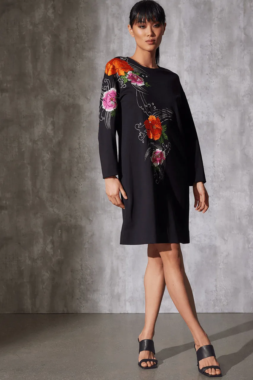 Light Weight Ponte Embroidered Shift Dress