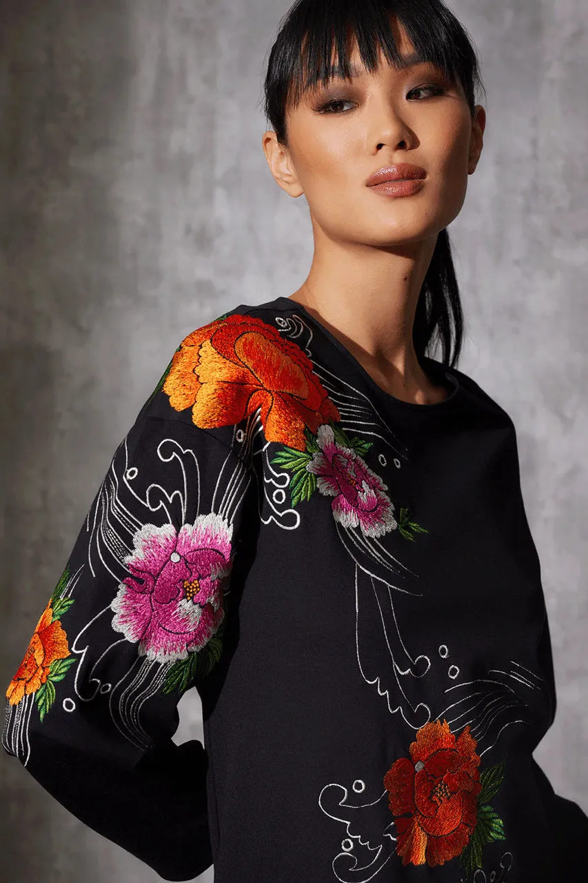 Light Weight Ponte Embroidered Shift Dress