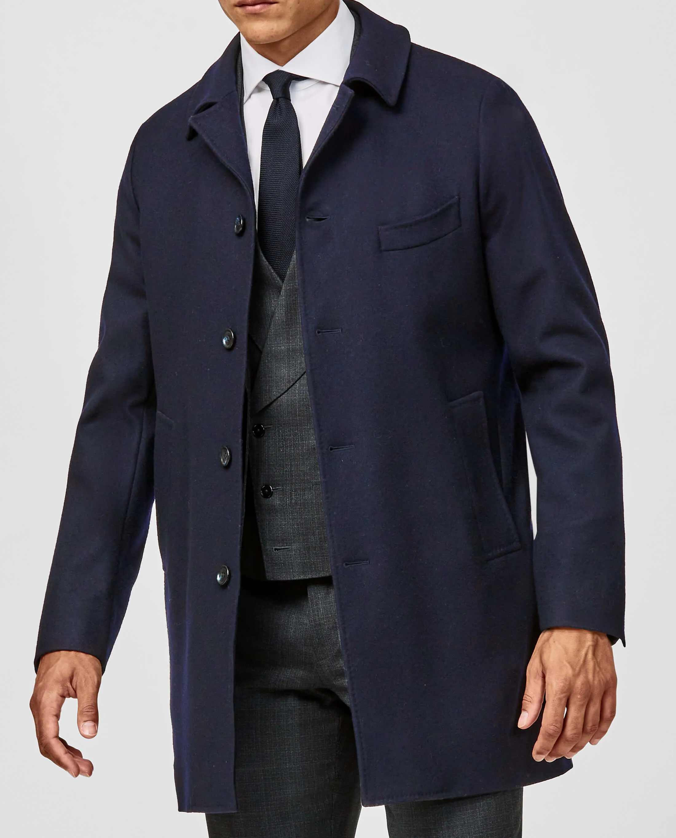 Loro Piana Dark Blue Pure Fine Wool Brushed Twill