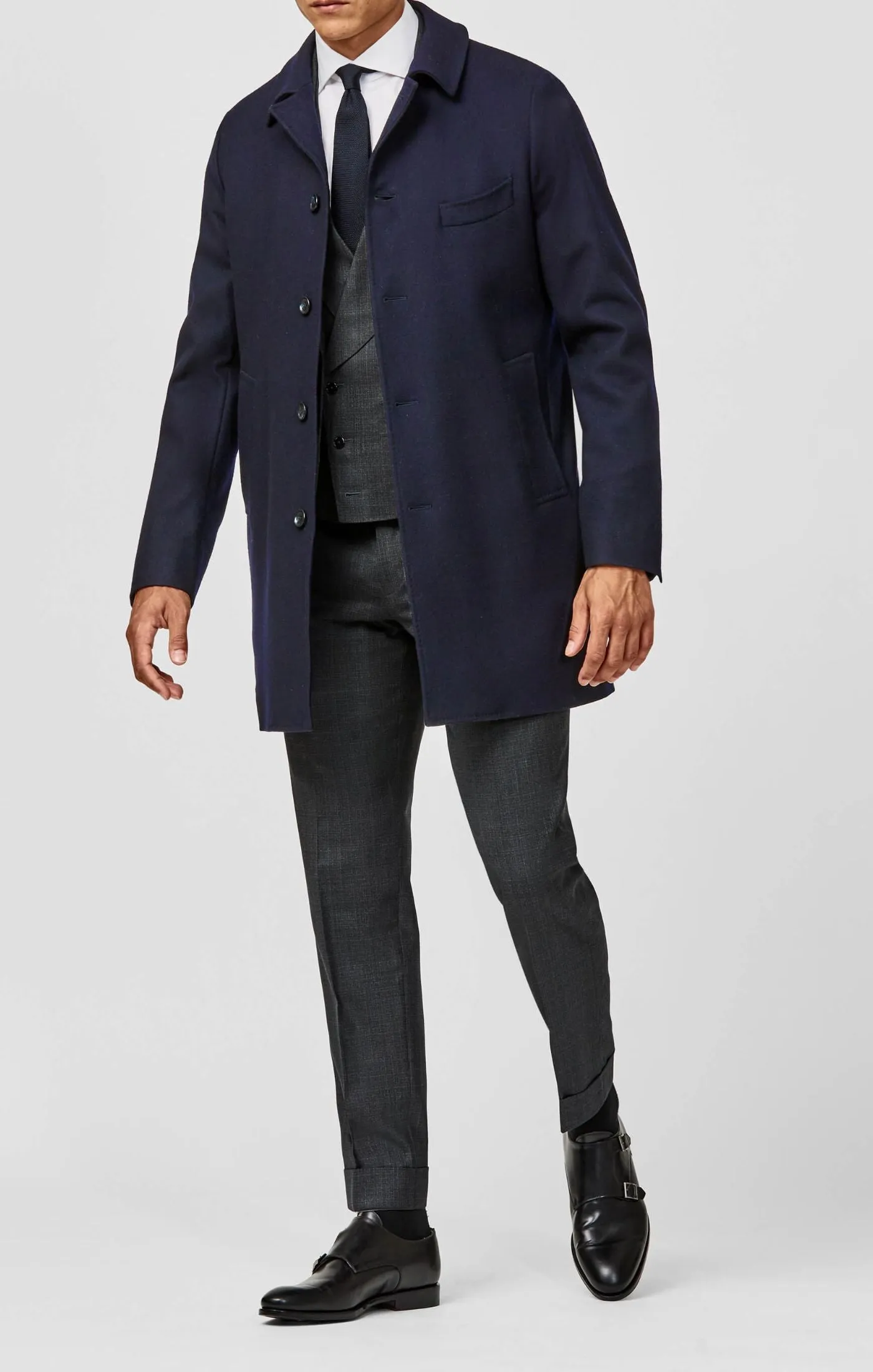 Loro Piana Dark Blue Pure Fine Wool Brushed Twill