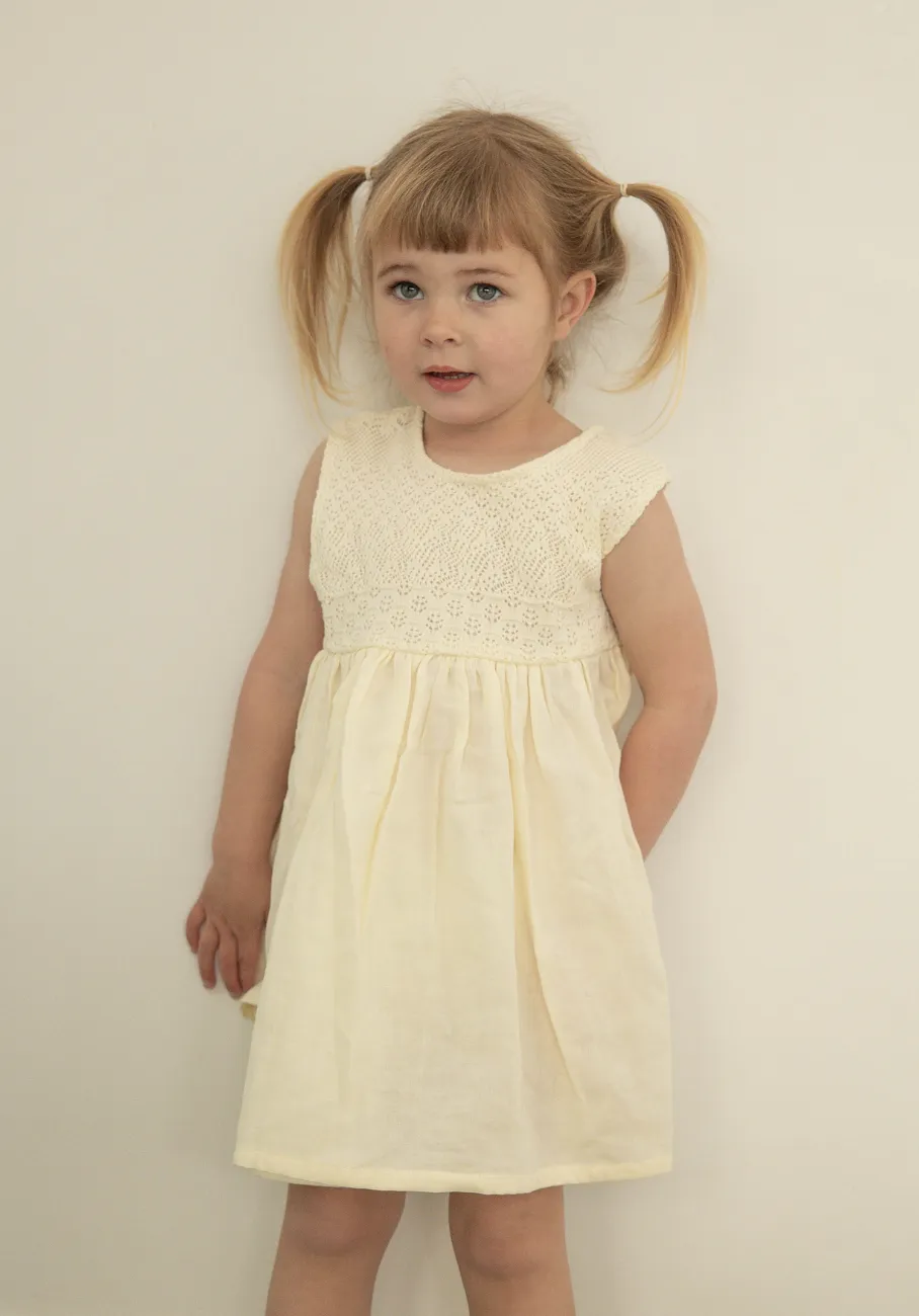 Miann & Co Baby - Crochet Detail Sleeveless Dress - Lemon