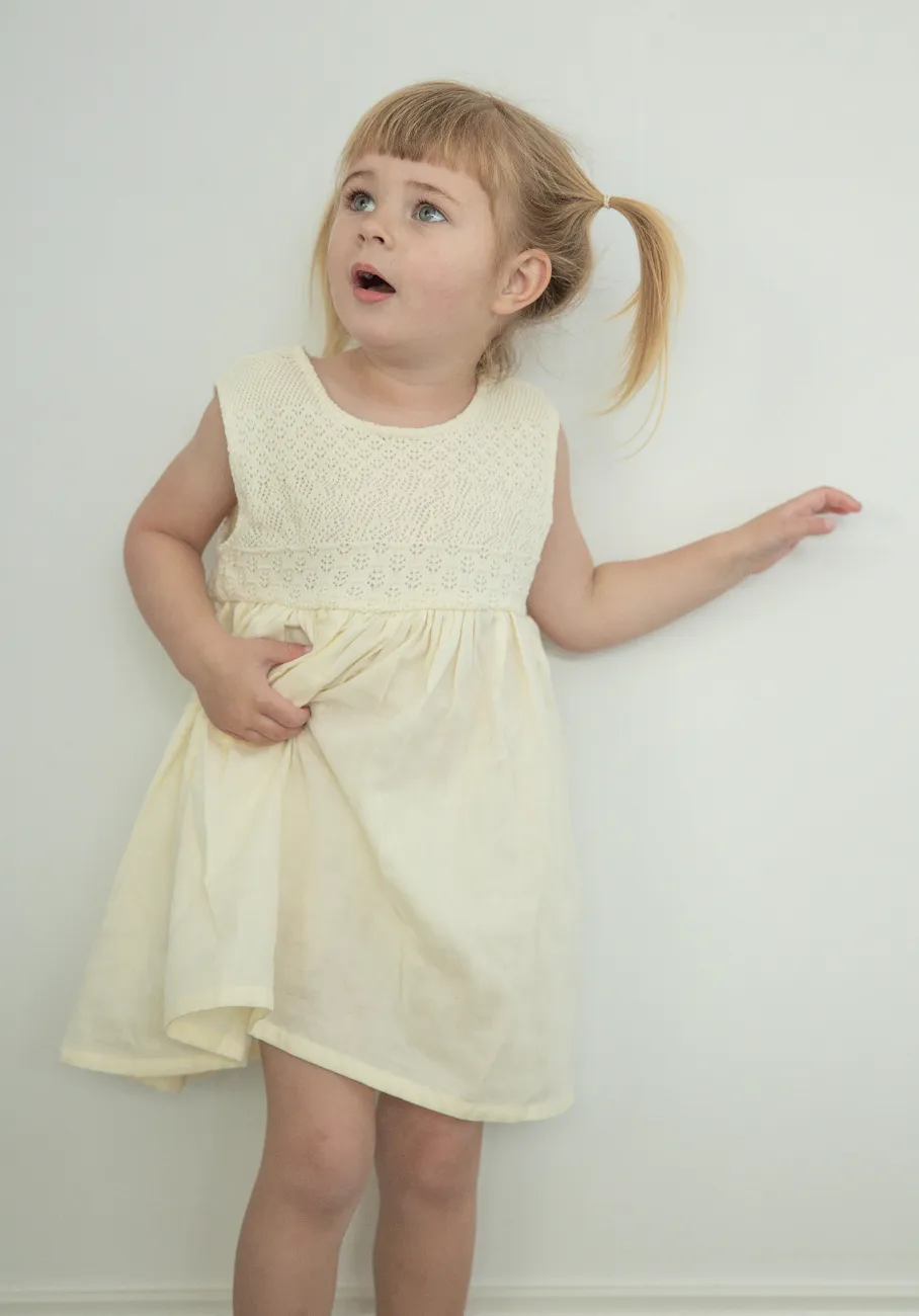 Miann & Co Baby - Crochet Detail Sleeveless Dress - Lemon