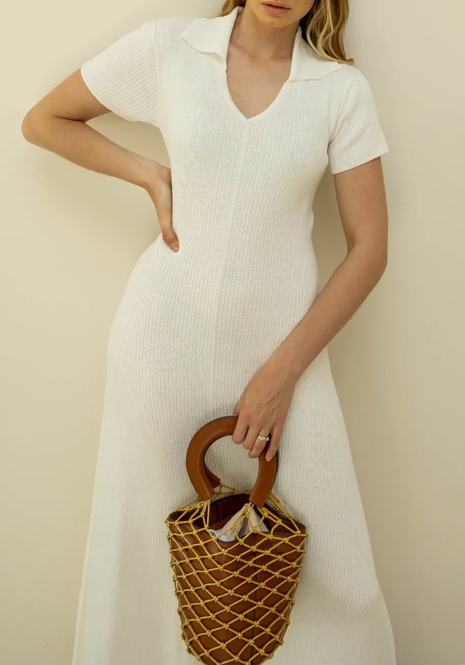 Miann & Co Womens - Olivia Short Sleeve Polo Knit Dress - Shell
