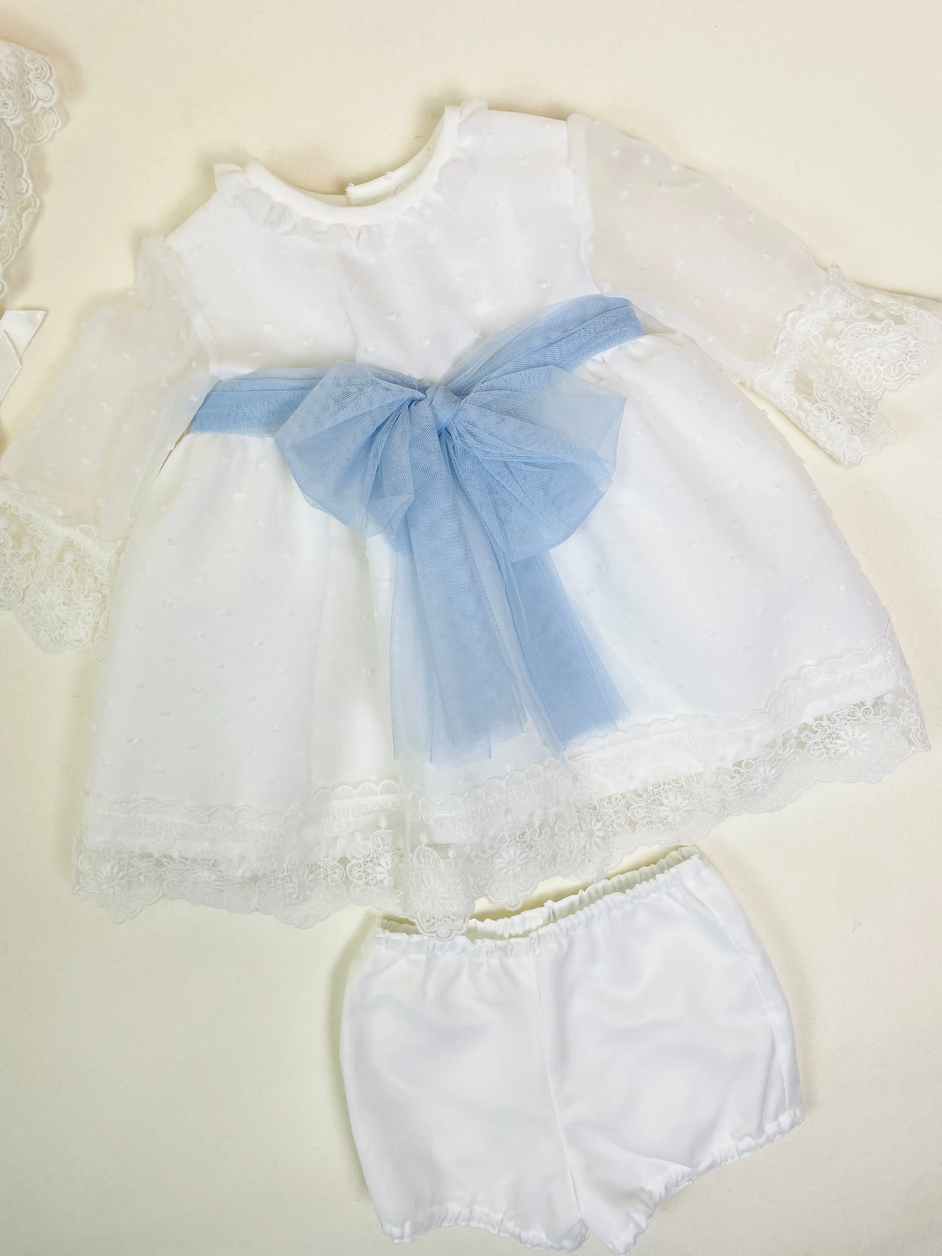 Mikimama Organza tulle long sleeves Baby Ceremony Dress with Bonnet