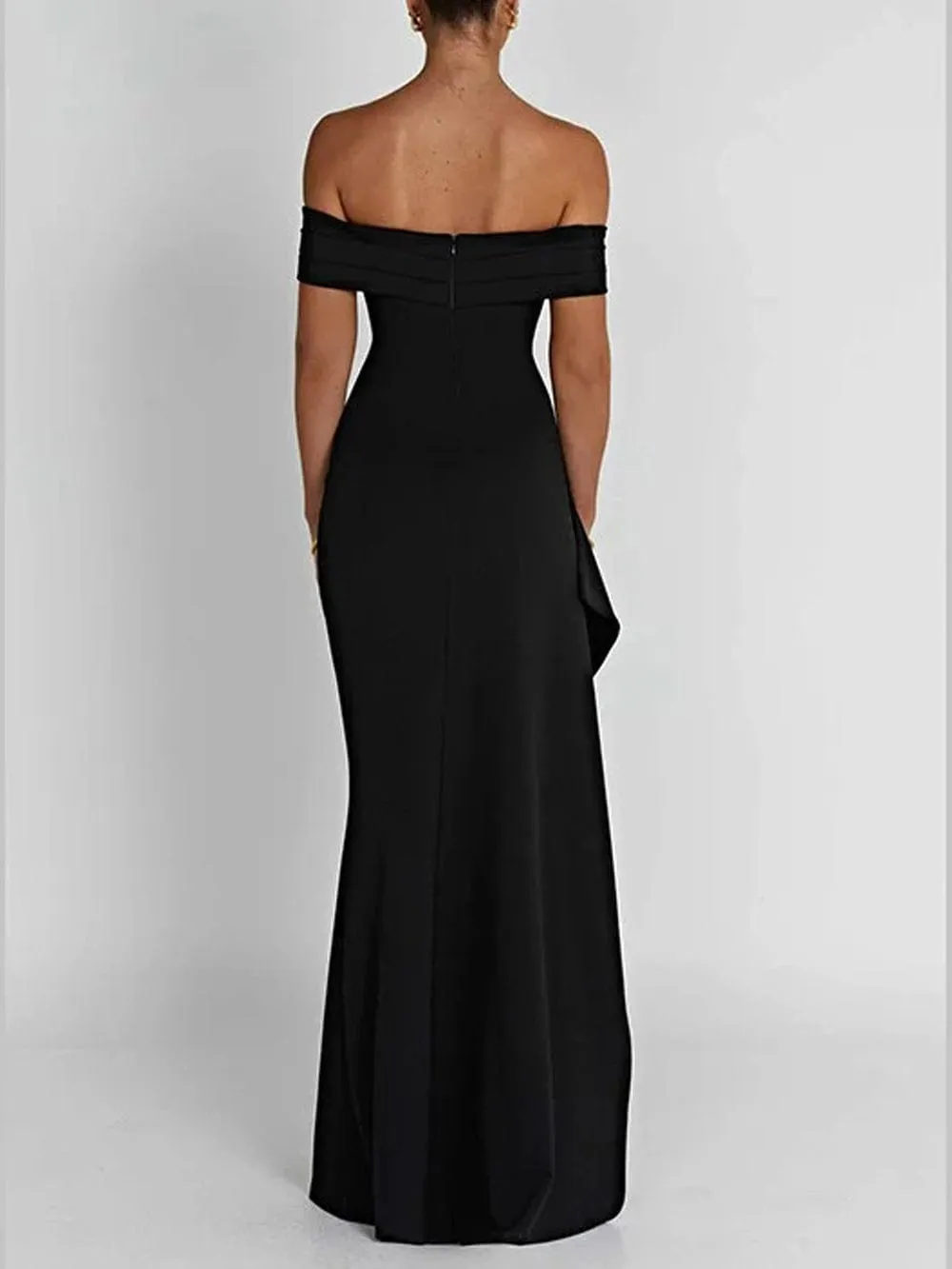 Millie Off Shoulder Ruffled Split Maxi Dress